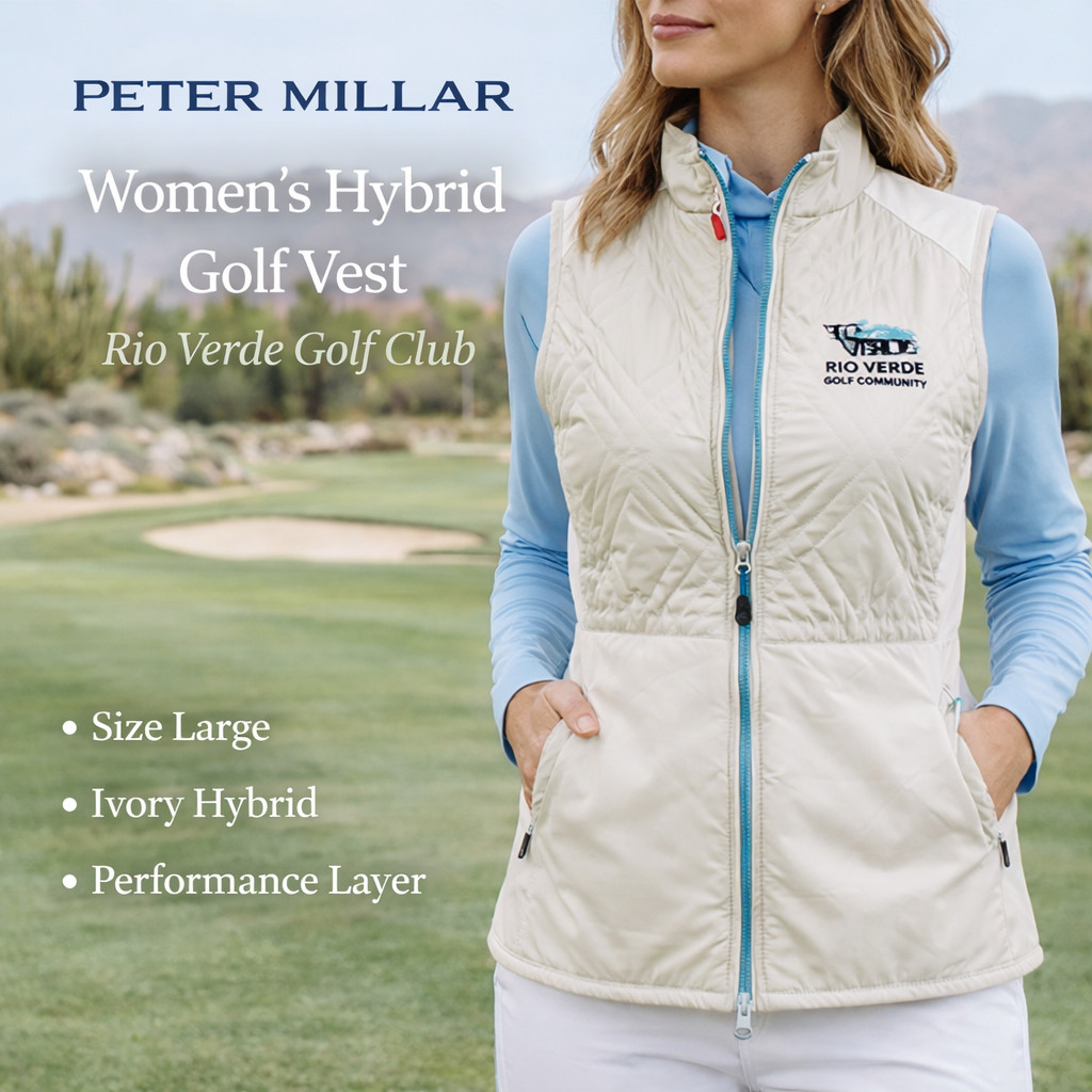 Peter Millar Womens Hybrid Golf Vest Ivory Rio Verde SZL Golf Club Performance