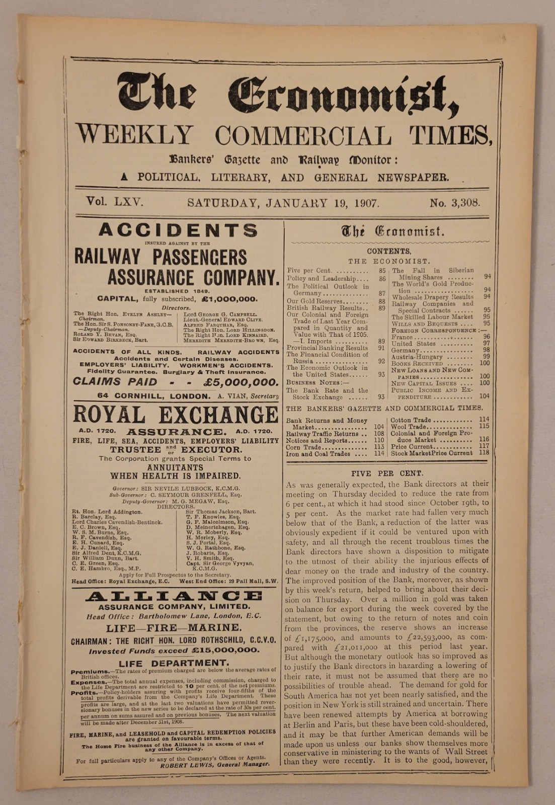 The Economist, Weekly Commercial Times - Saturday, January 19, 1907
