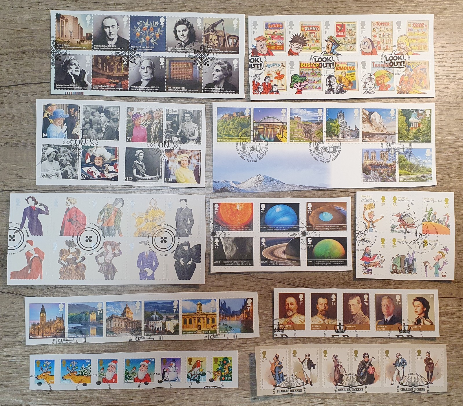 GB 2012 COMMEMORATIVE STAMPS YEAR PACK = 11 FINE USED SETS EX FDC ON PIECE #3546