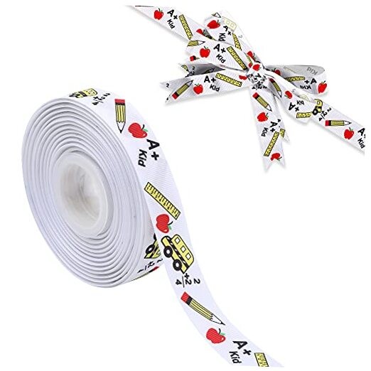 , Back to School Ribbon for Crafts - 10 Yard | Back to Red and White Ribbon