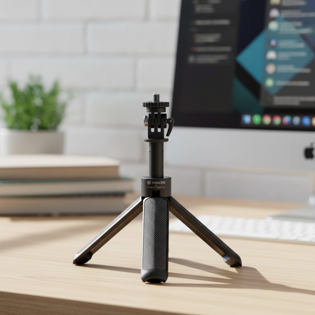 Black Mini Selfie Stick & Tripod: Sturdy, Portable, Ideal for Webcam Setup