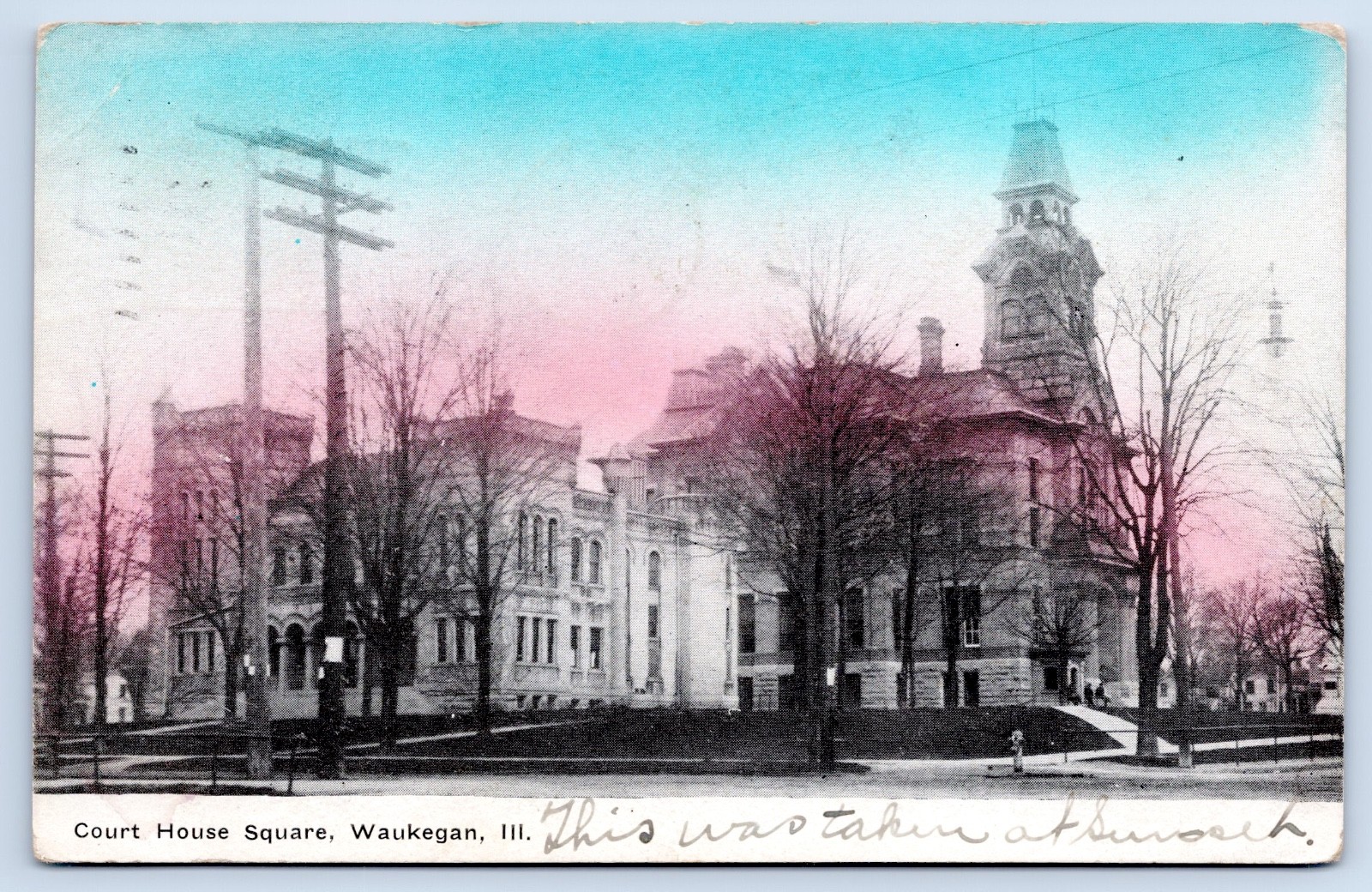Waukegan Illinois Court House Square Lake County IL 1910 Postcard