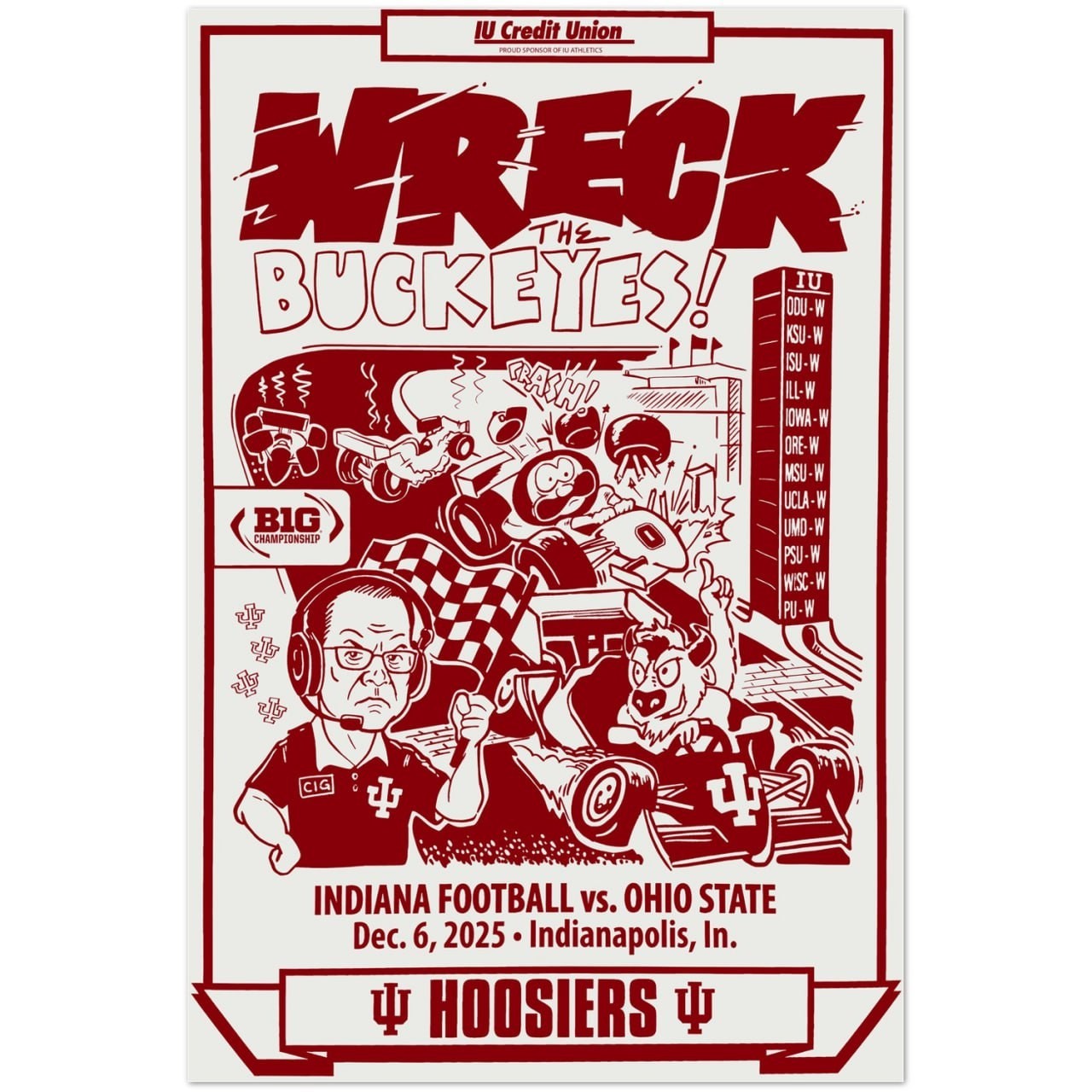 Indiana Hoosiers vs Ohio State Dec 6 2025 Big Championship Poster