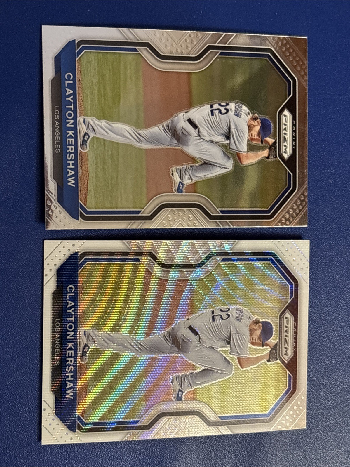 2021 Panini Prizm Clayton Kershaw Tier lll #204 Base & White Wave Prizm
