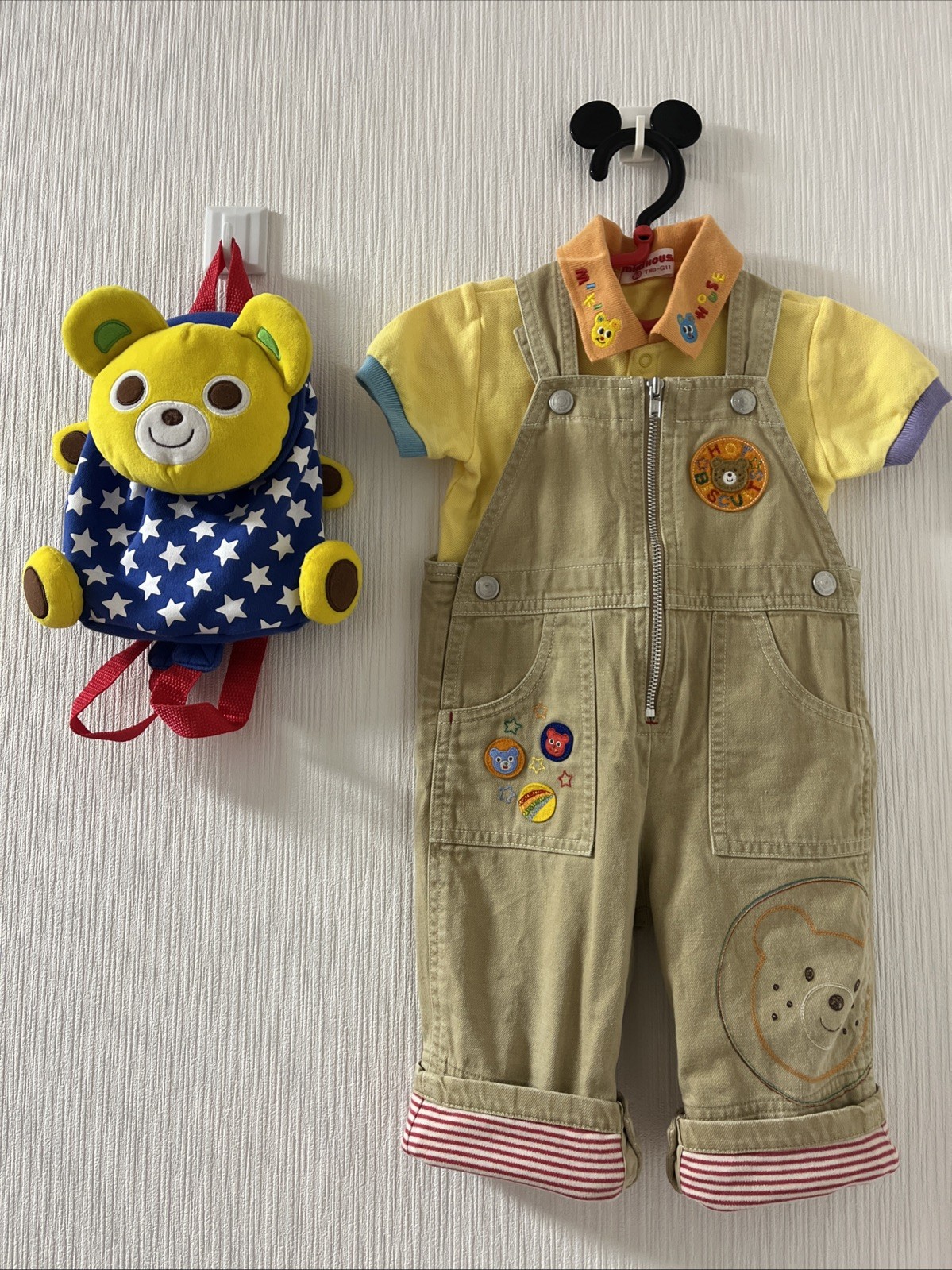 MIKI HOUSE Bear Outfit Set 3pcs Size 80 Vintage Style Japan