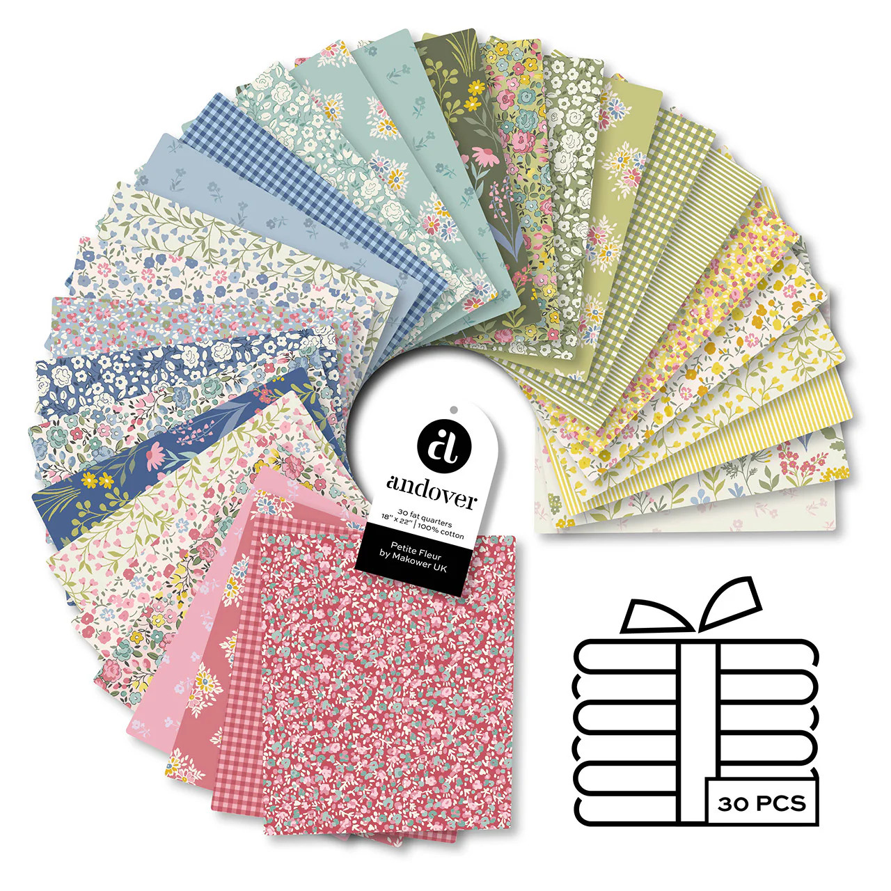 Andover - Petite Fleur Fat Quarter Bundle by Makower UK 30 pcs