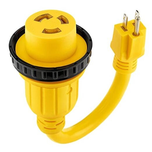  30 Amp to 15 Amp 110 RV Adapter Plug, 15A Male to 30A Female RV Power 