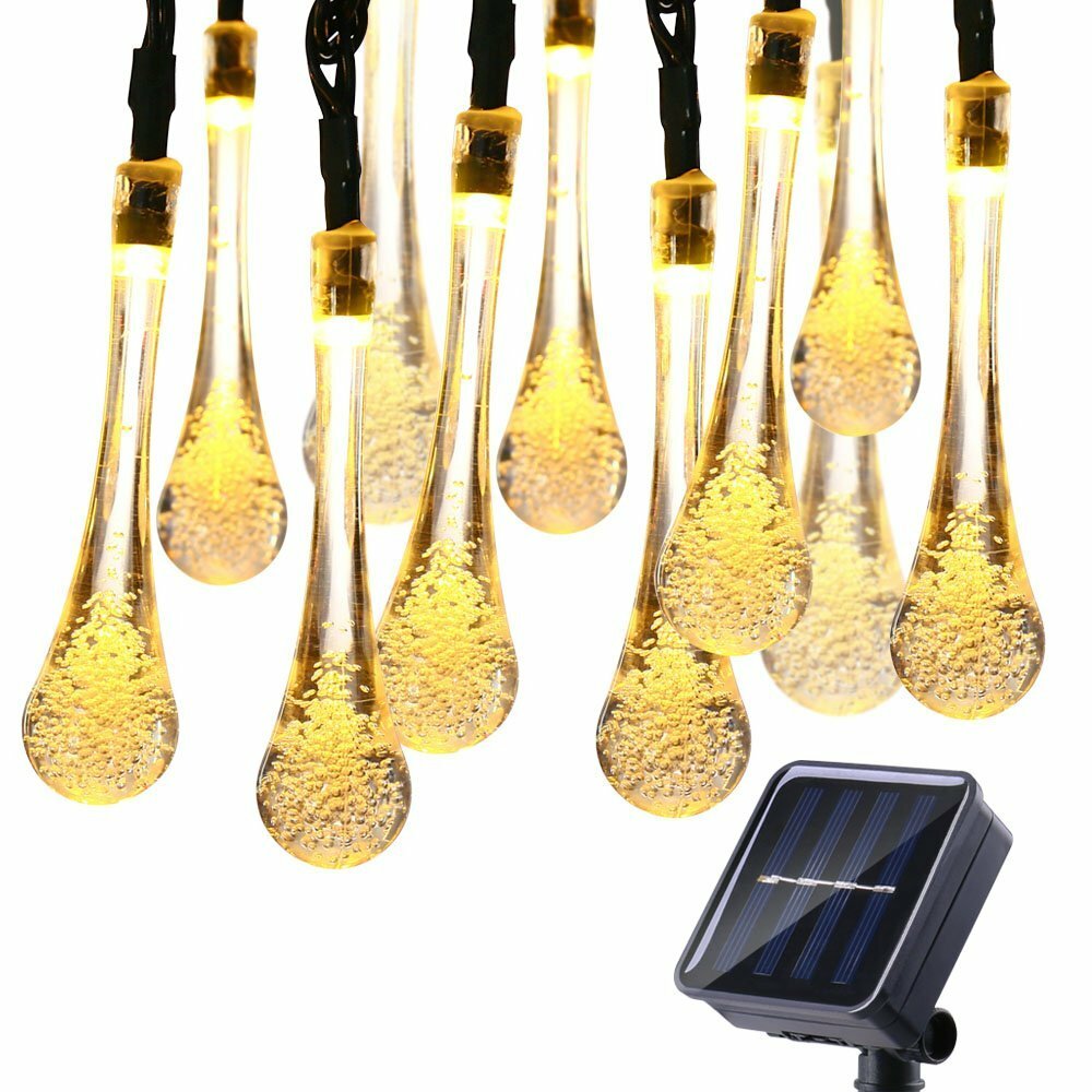 6M 30LED ampoule solaire chaîne de lumière gouttelette ampoules fée chaîne