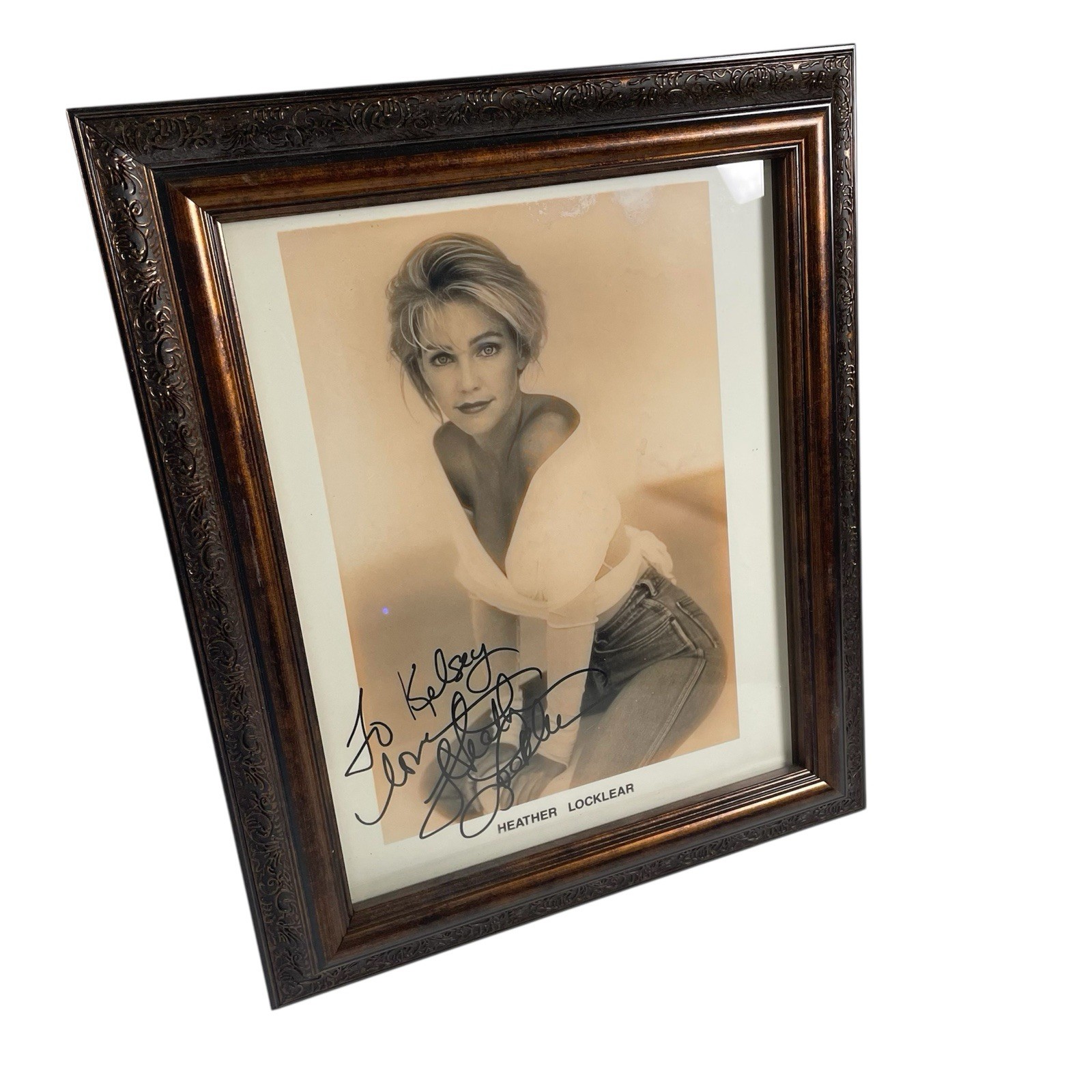 Vtg Heather Locklear Signed Photo Framed Autographed Collectible Display Actress