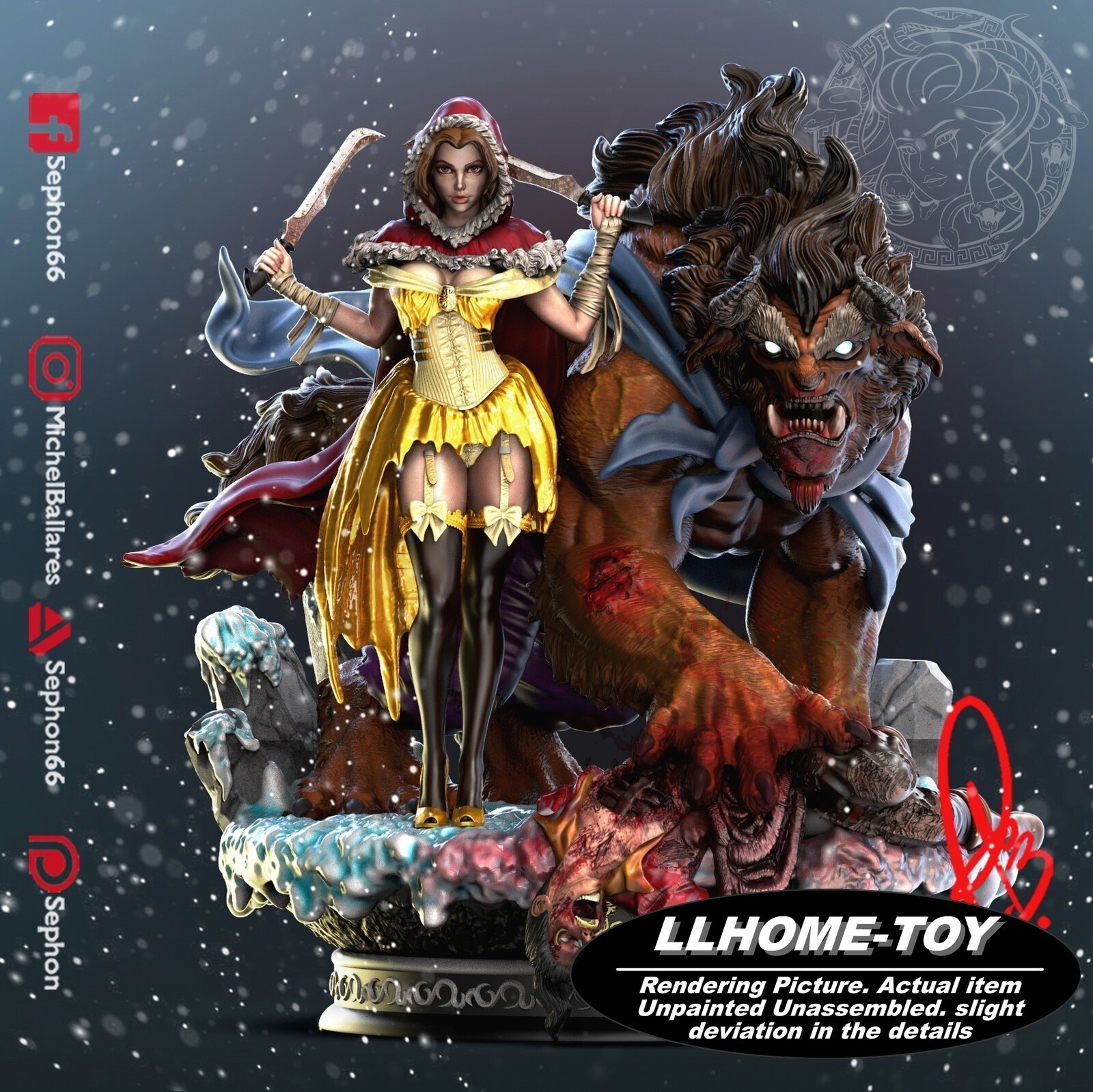 1/6 Princess Diorama & Beast 3D Print Model Unpainted Garage Kit Statue Figure