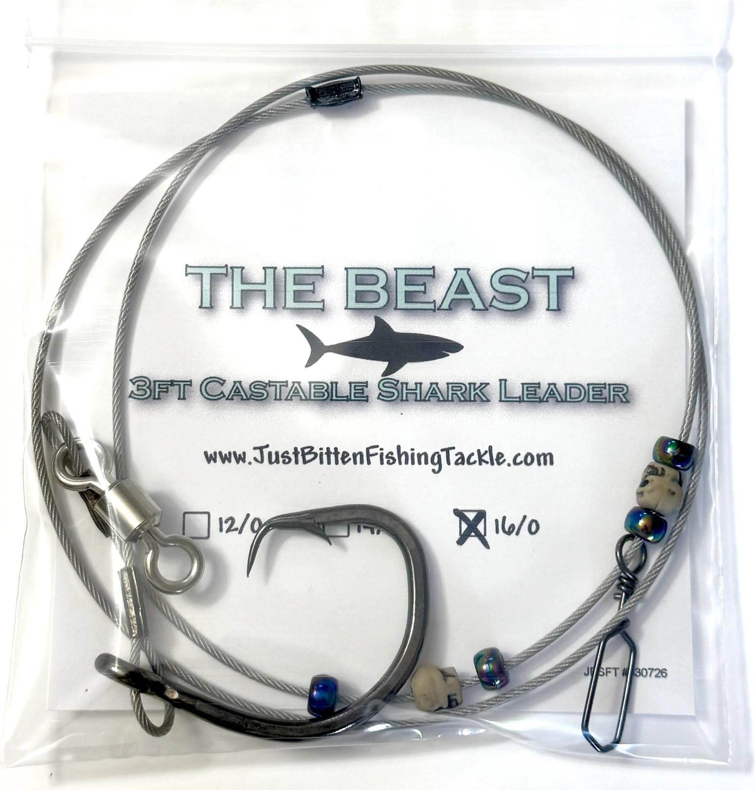 The BEAST - 3ft Castable Shark Leader - 600lb - Choose Hook Size