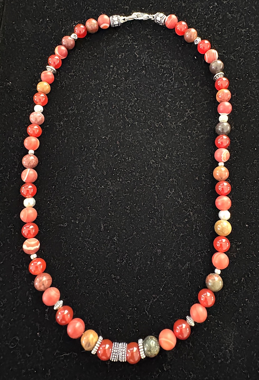 20" Picasso Jasper, Red Carnelian & Orange Agate Gemstone Necklace