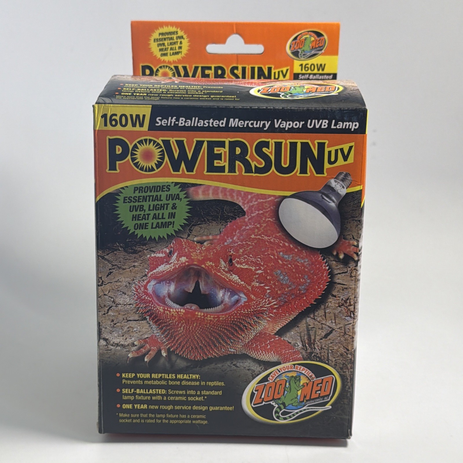Zoo Med PowerSun UV Mercury Vapor UVB Lamp 160w Puv-10 0101 New Light Bulb