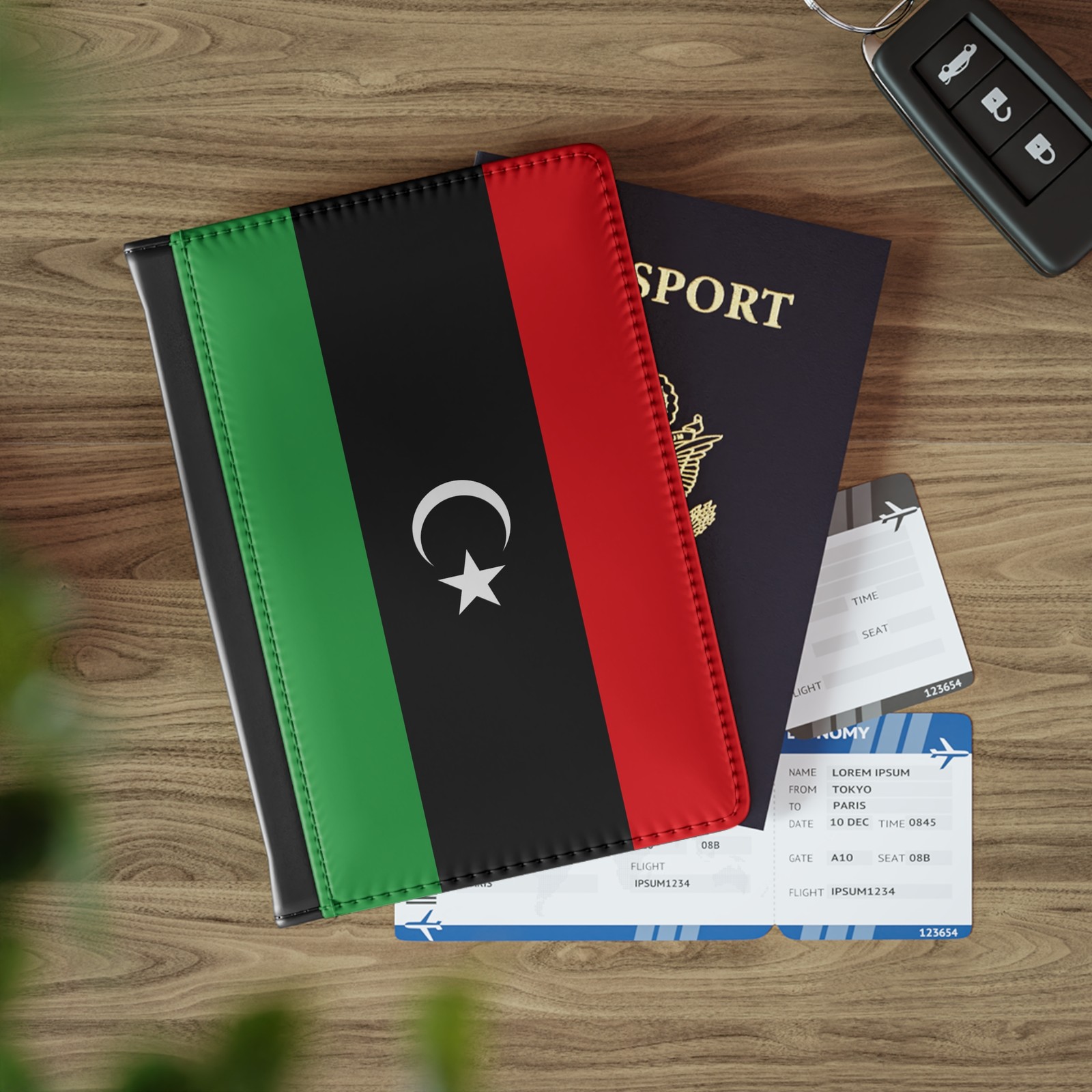 Libya Flag  Passport Wallet with Flag Design, Travel Accessory