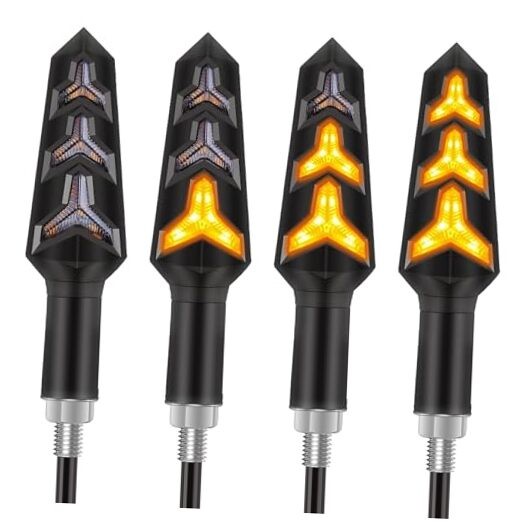  4PCS Motorcycle Turning Indicators Flowing Turn Signal Lights 12V 12 LEDs 