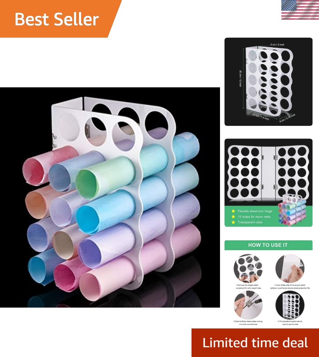 Detachable 15-Hole Acrylic Craft Paper Organizer - Stylish Storage Solution
