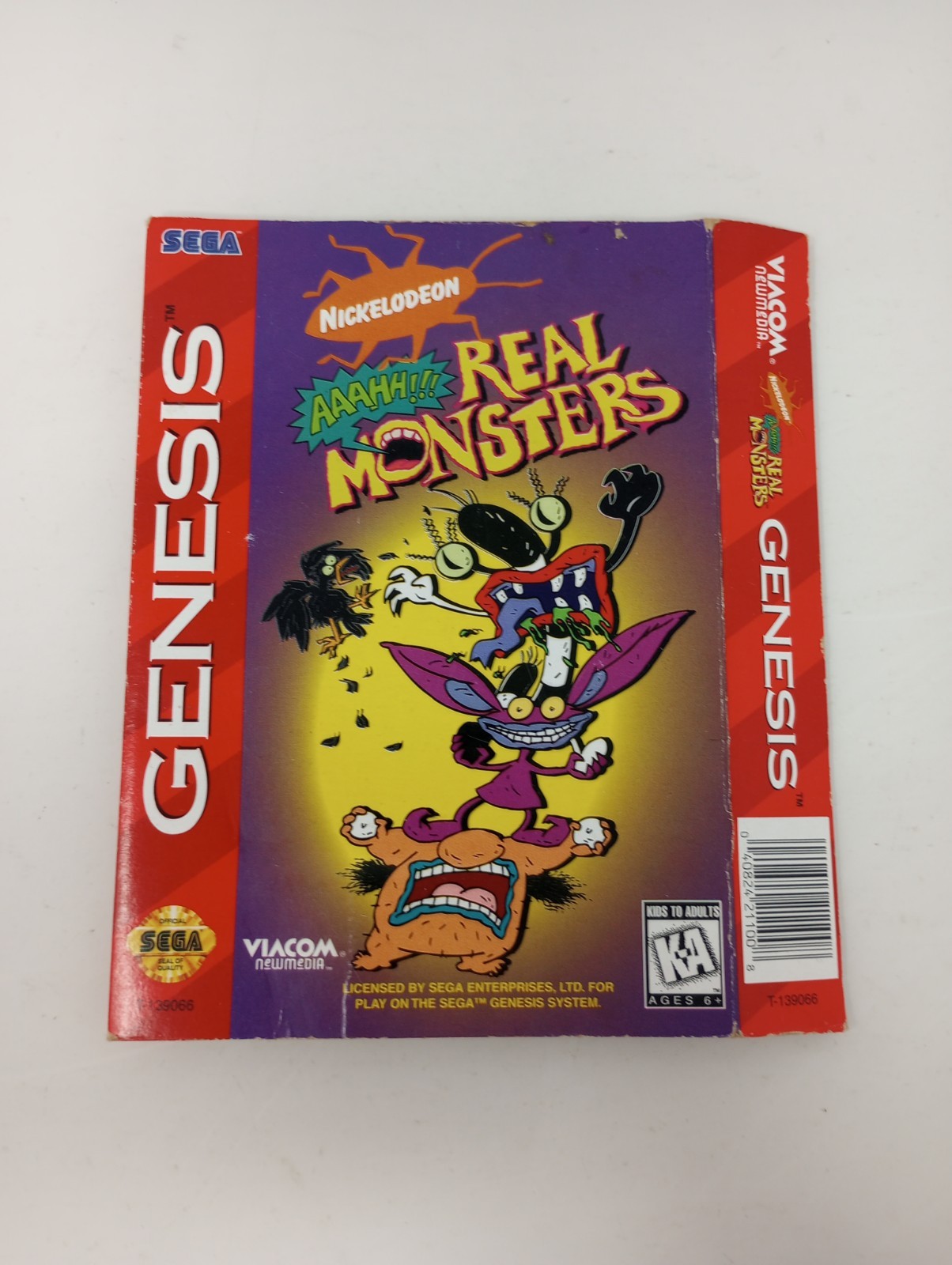 AAAHH!!! Real Monsters CARDBOARD SLEEVE ONLY (Sega Genesis, 1995) NO GAME Read