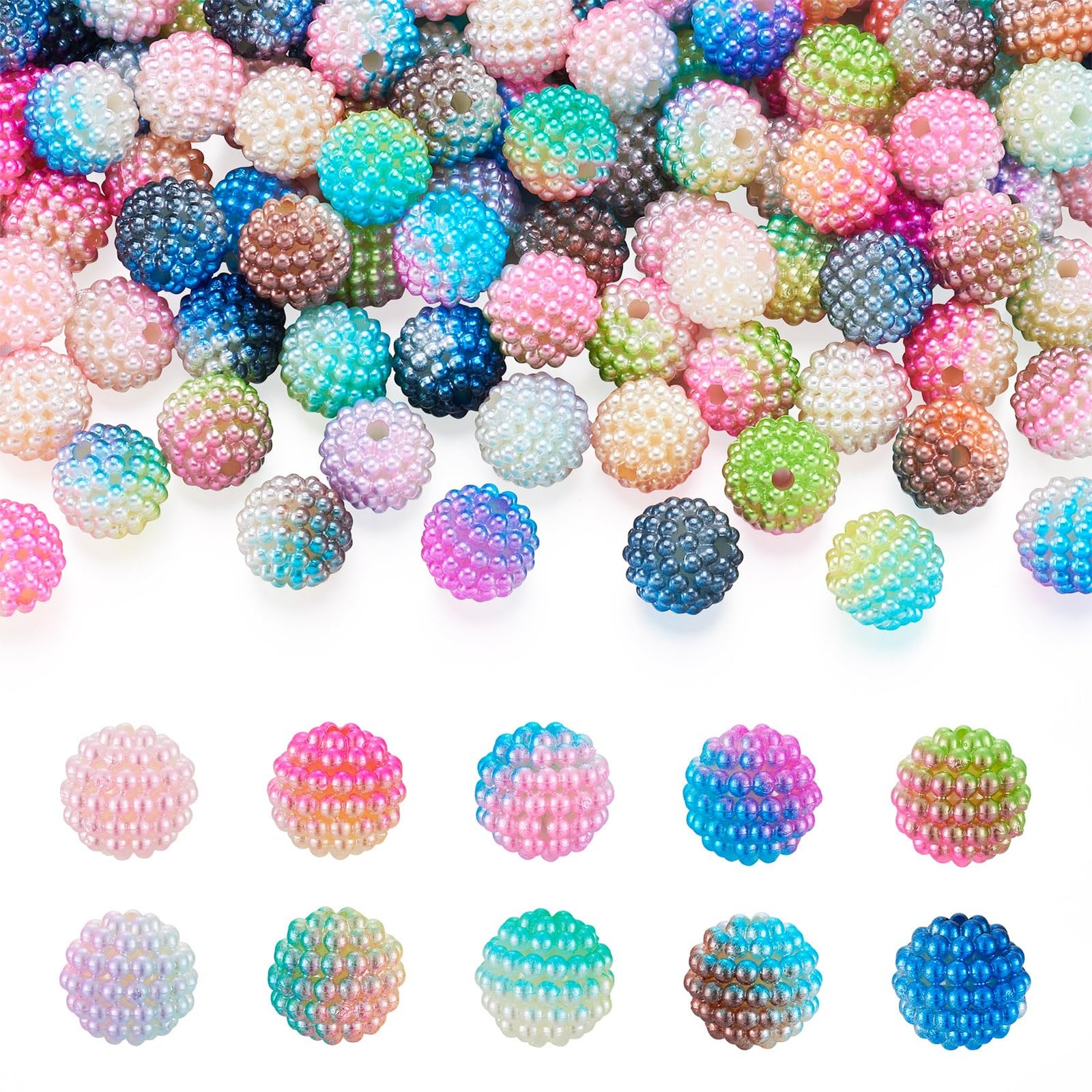 Fashewelry 150cps 150pcs 15mm Waxberry Beads Gradient Resin Berry Small 