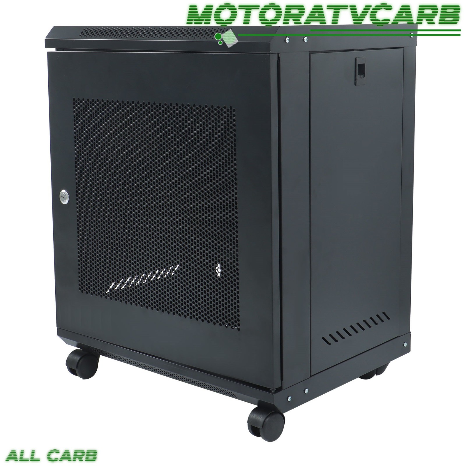 ALL-CARB 1 × 12U Server Rack Enclosure Maximum Depth 15.5" Wall Mount Iron Mesh
