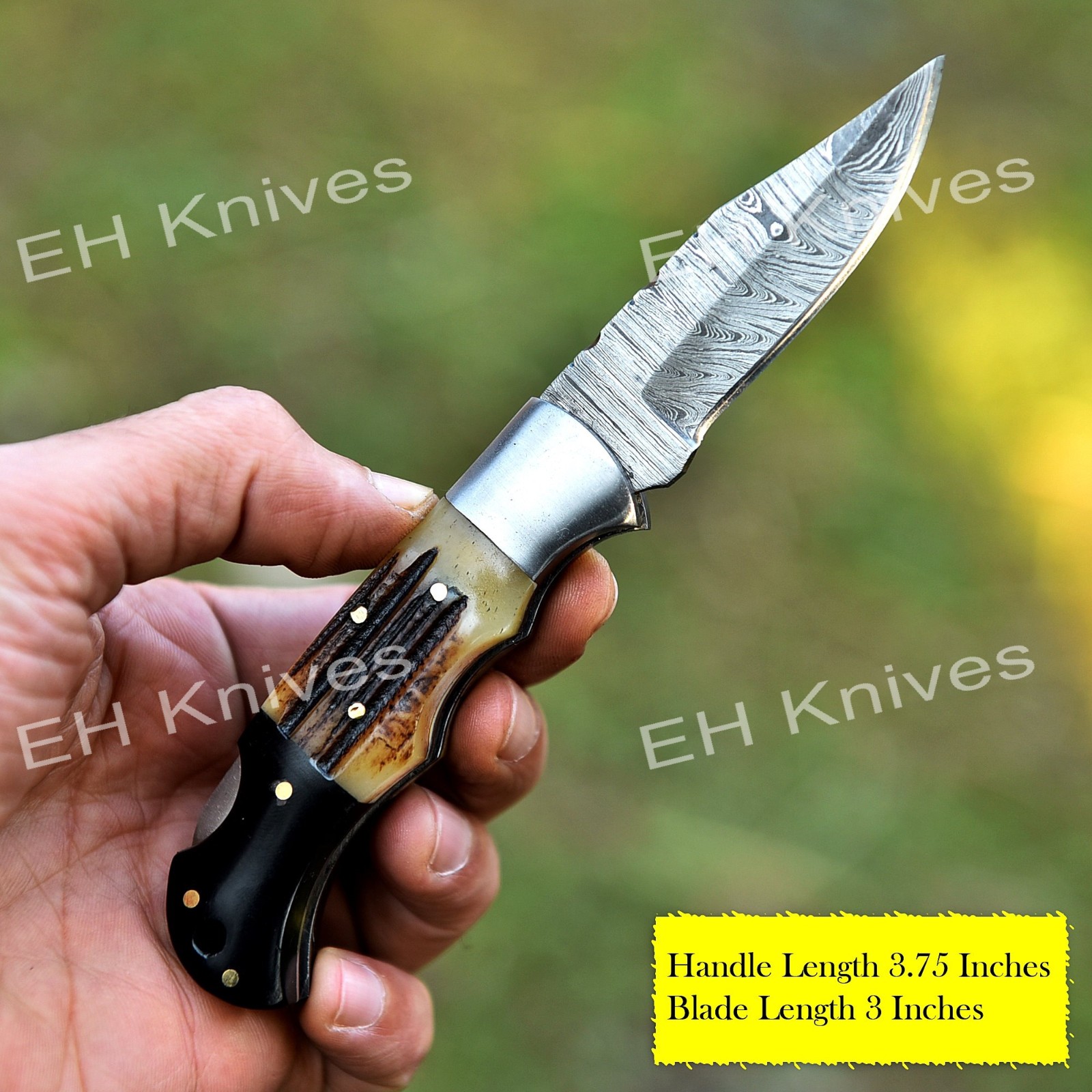 7'' Damascus Steel Folding Knife – Handmade Pocket Knife EDC Outdoor Blade