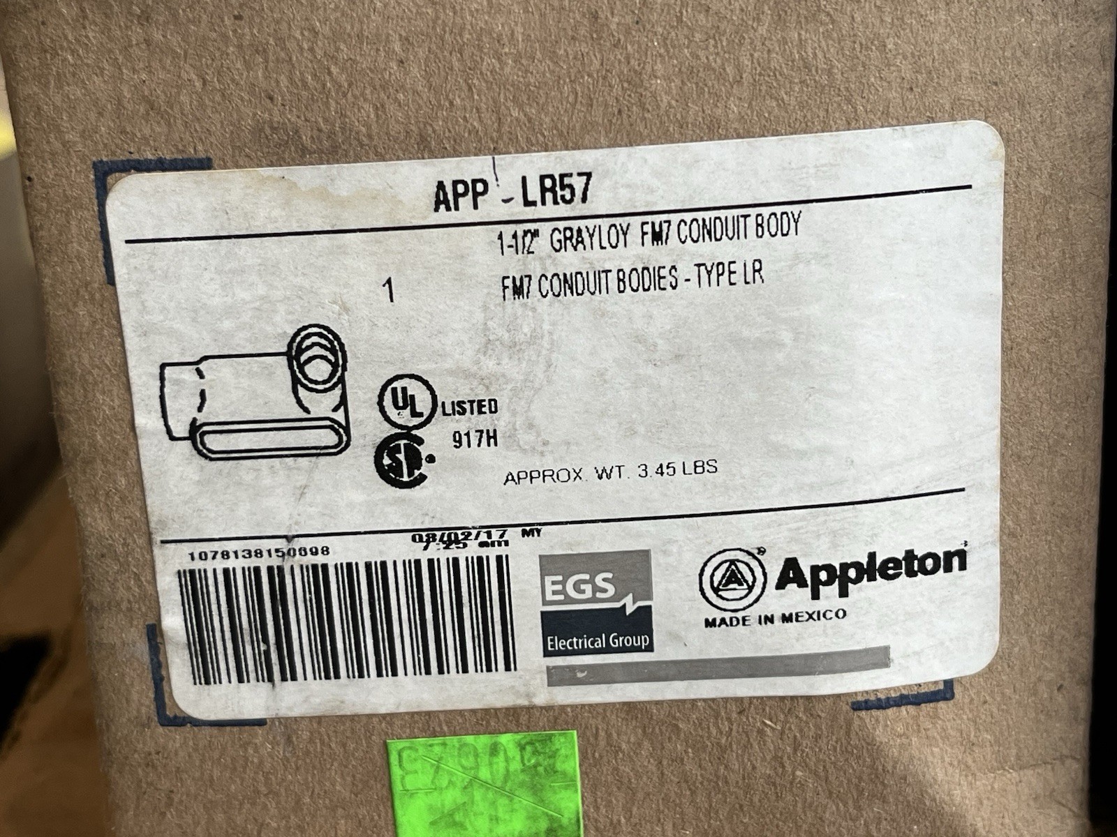 NEW APPLETON LR57 1 1/2" EXPLOSION PROOF IRON CONDUIT BODIE FITTING LOT OF 16