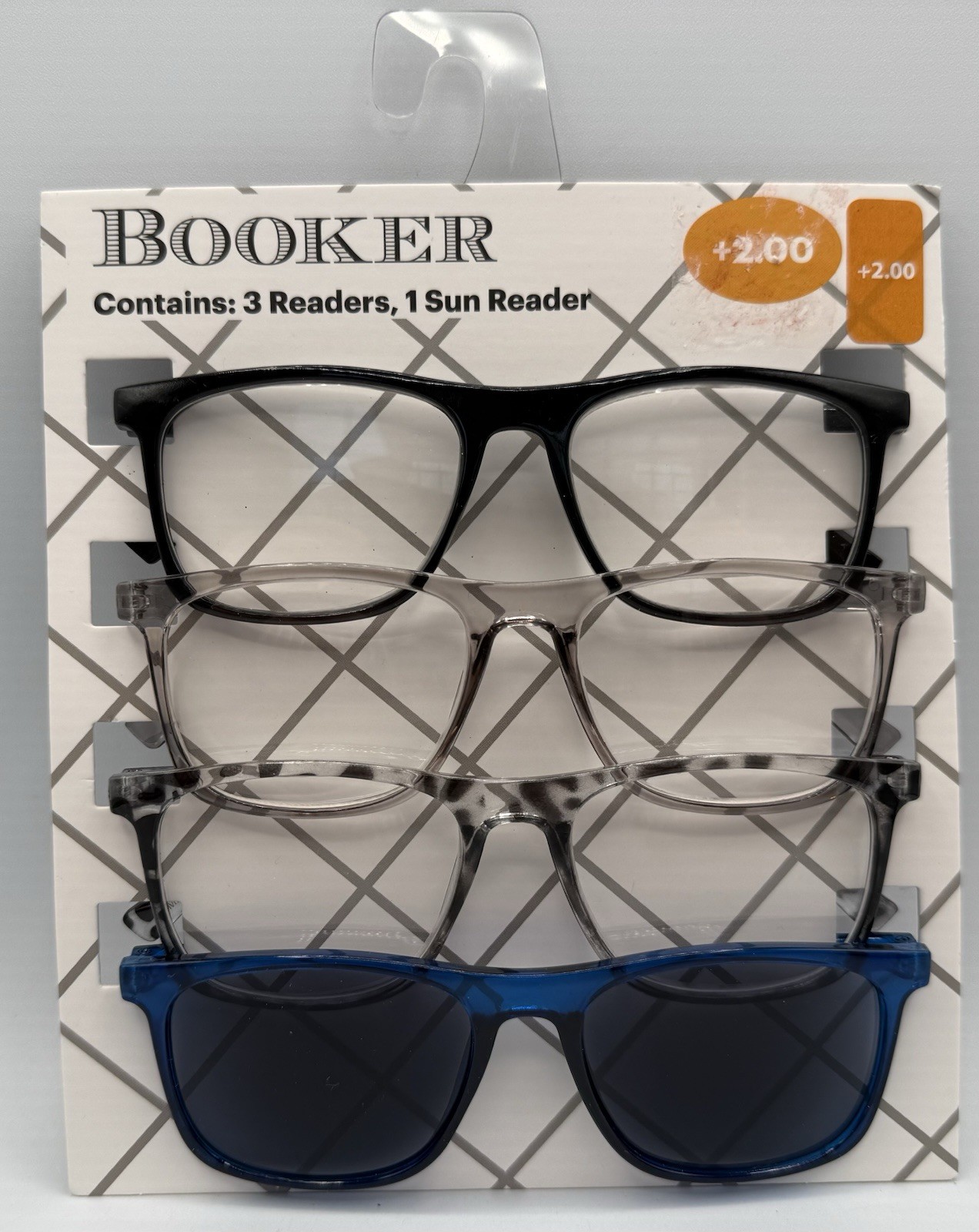 BOOKER Reading Glasses 3 Glasses And 1 Sunglass Reader +2.00 New