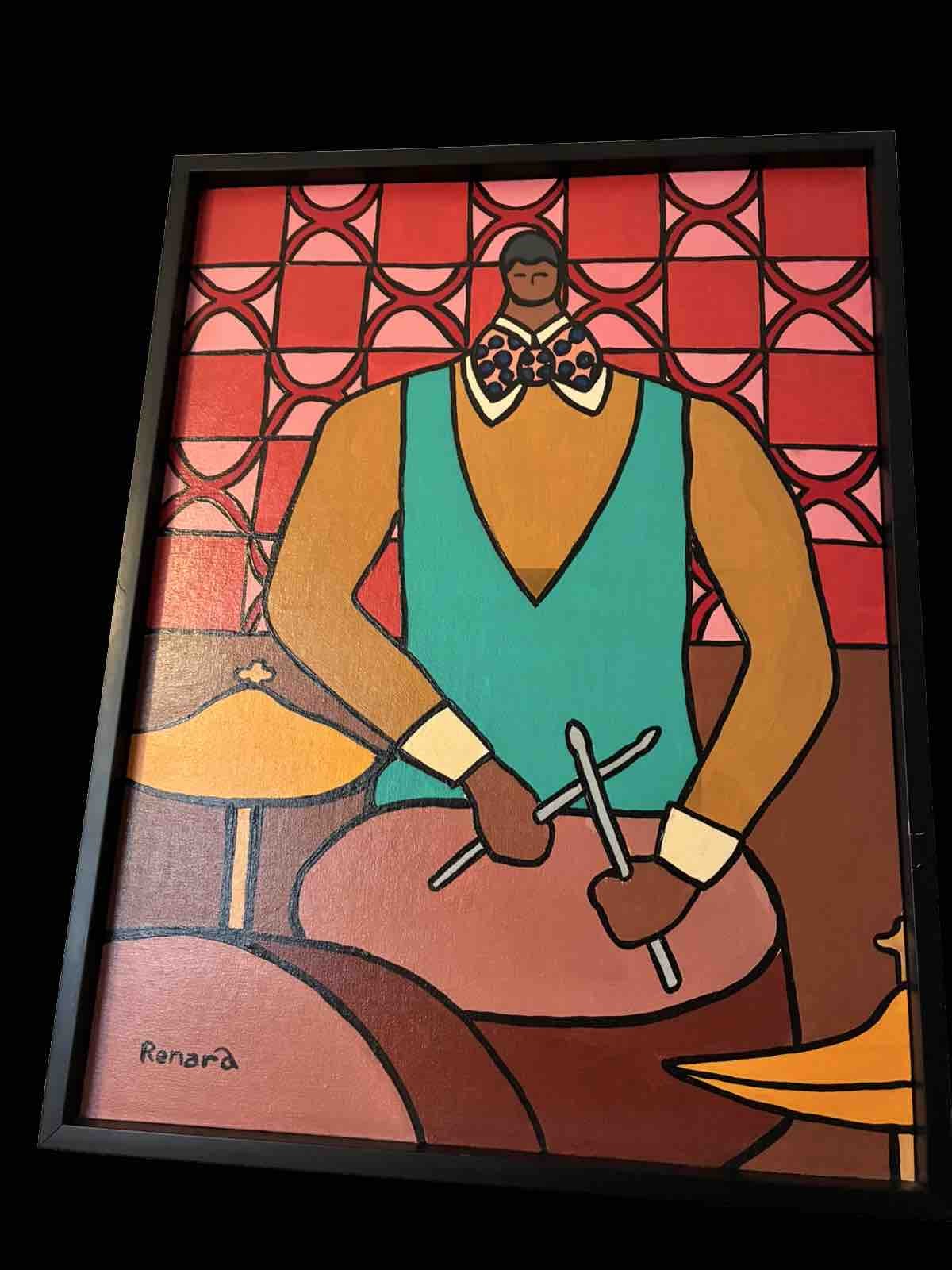 ABSTRACT EXPRESSIONISM PAINTING MUSICIAN JAZZ PORTRAIT BAND CONCERT MODERNISM