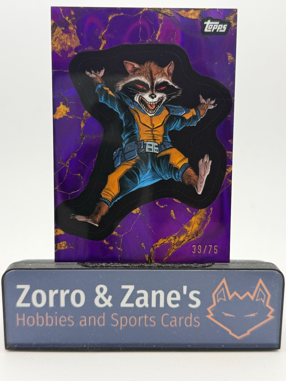 ROCKET RACOON Purple & Gold Lava  /75 2025 Topps Comic Book Heroes 1975 #136