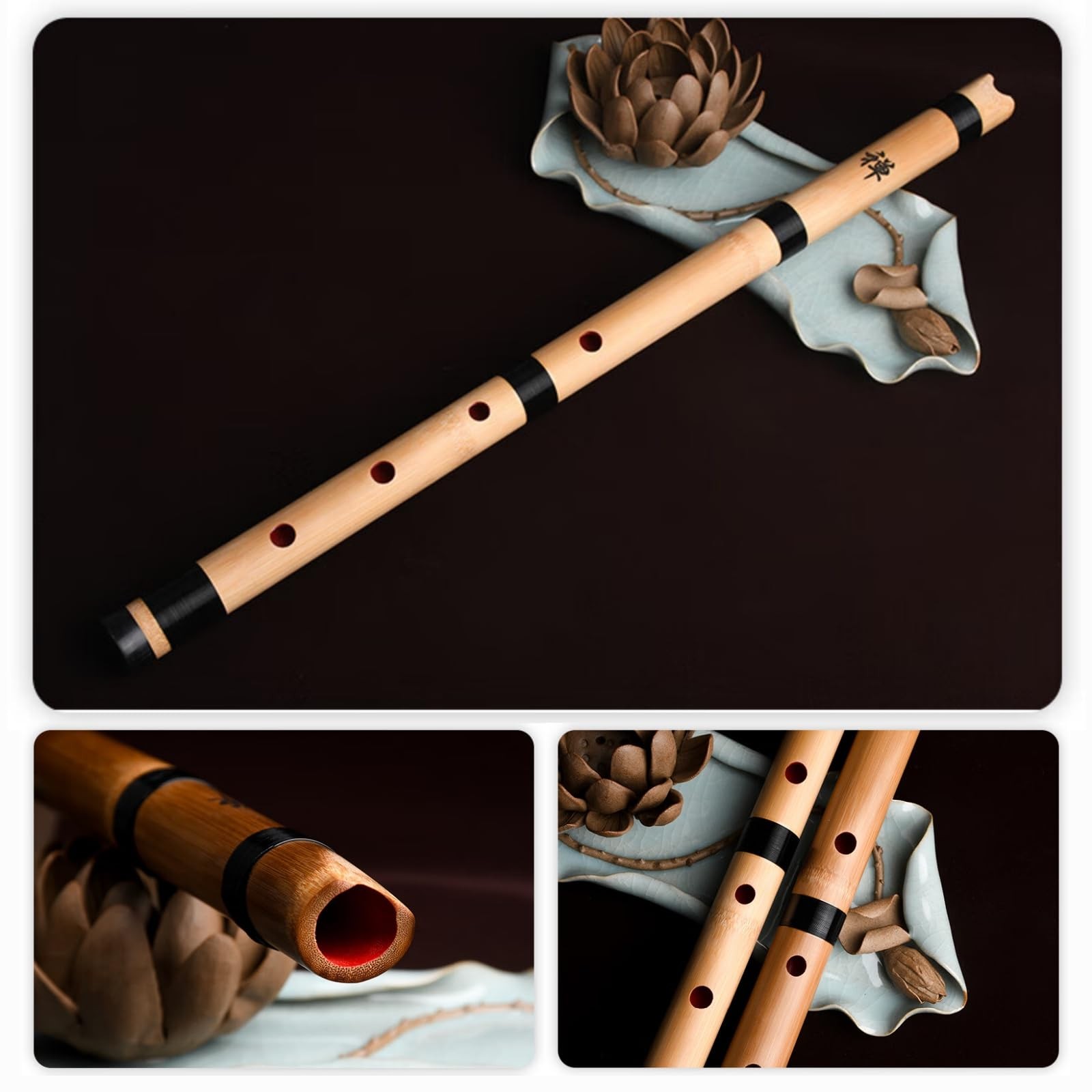Jinchuan Bamboo Shakuhachi Flute for Beginners Easy Play 51cm Training Tool