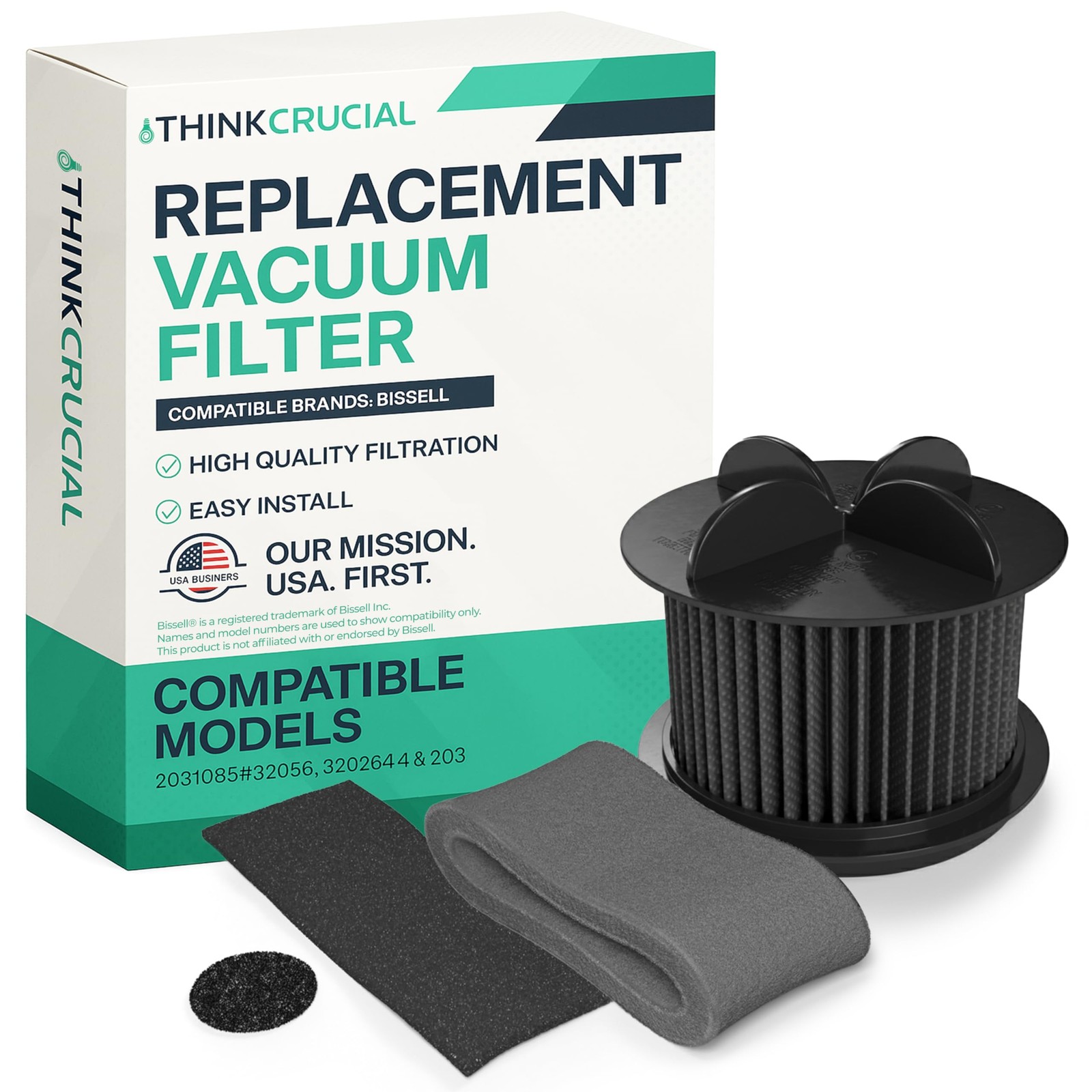 Round Washable Replacement Vacuum Filters Compatible with Multiple Bissell... 