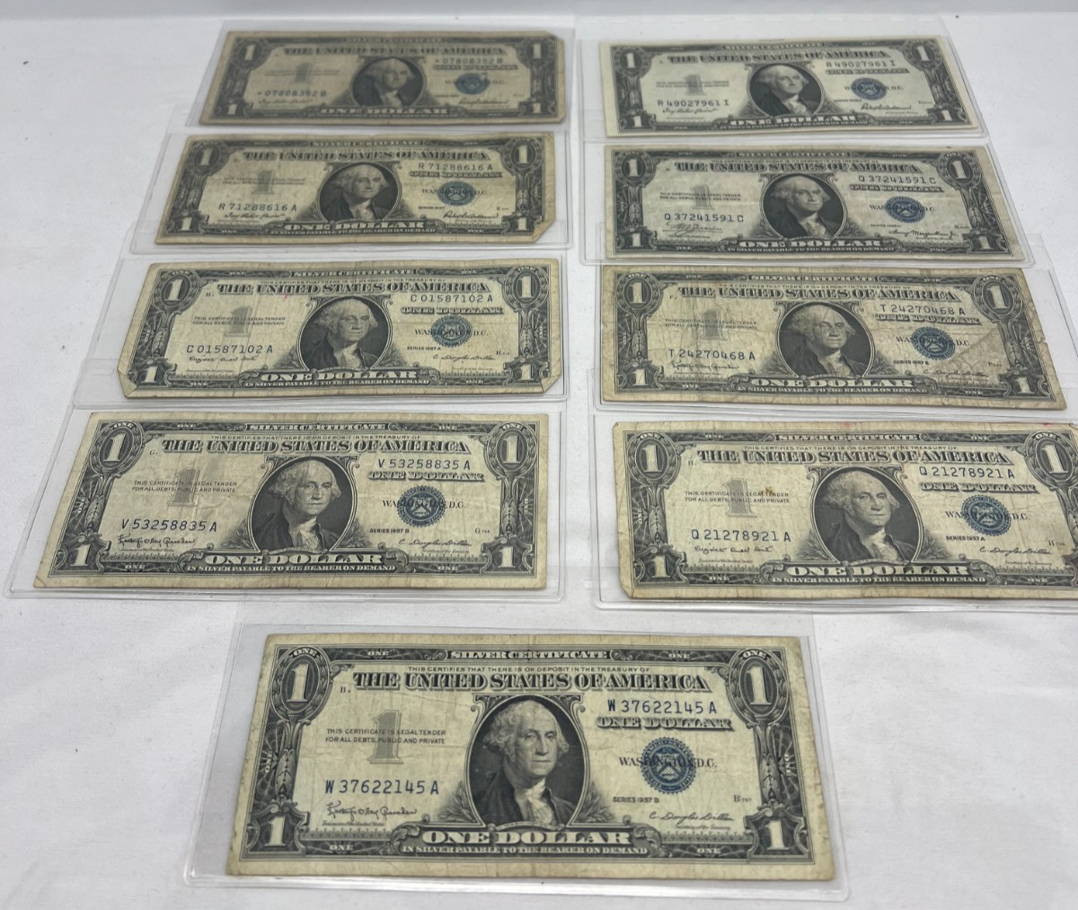 1935 & 1957 1 Dollar Silver Certificates Lot of 9