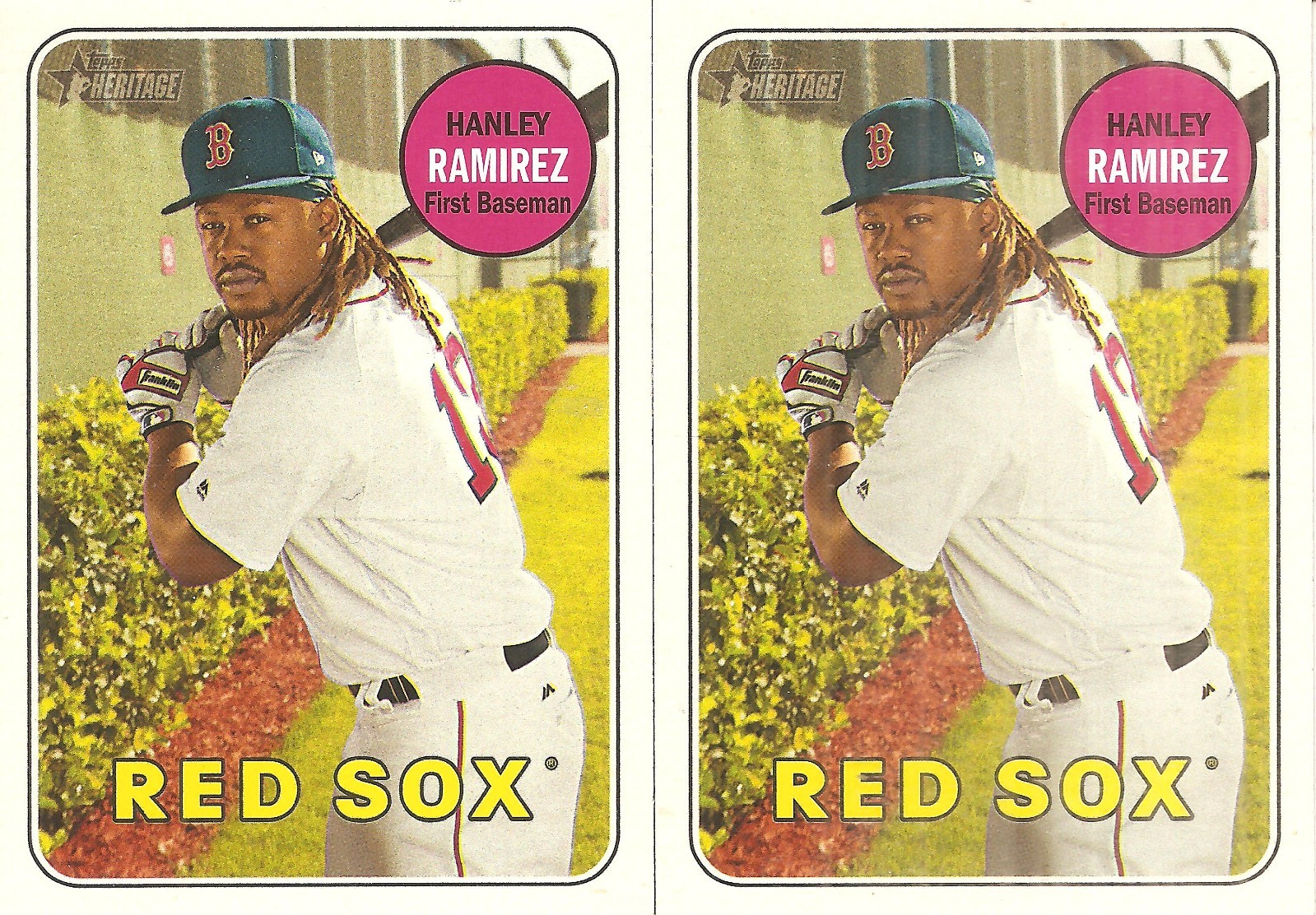 2 CARD 2018 TOPPS HERITAGE HANLEY RAMIREZ BASEBALL CARD LOT