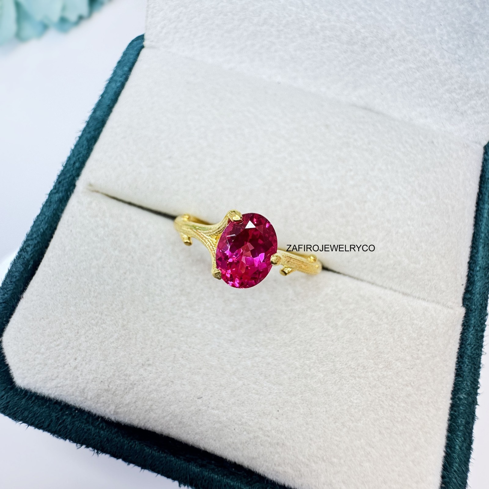 Pink Sapphire Ring, Engagement Ring, Oval Cut Sapphire, Lab Created Sapphire