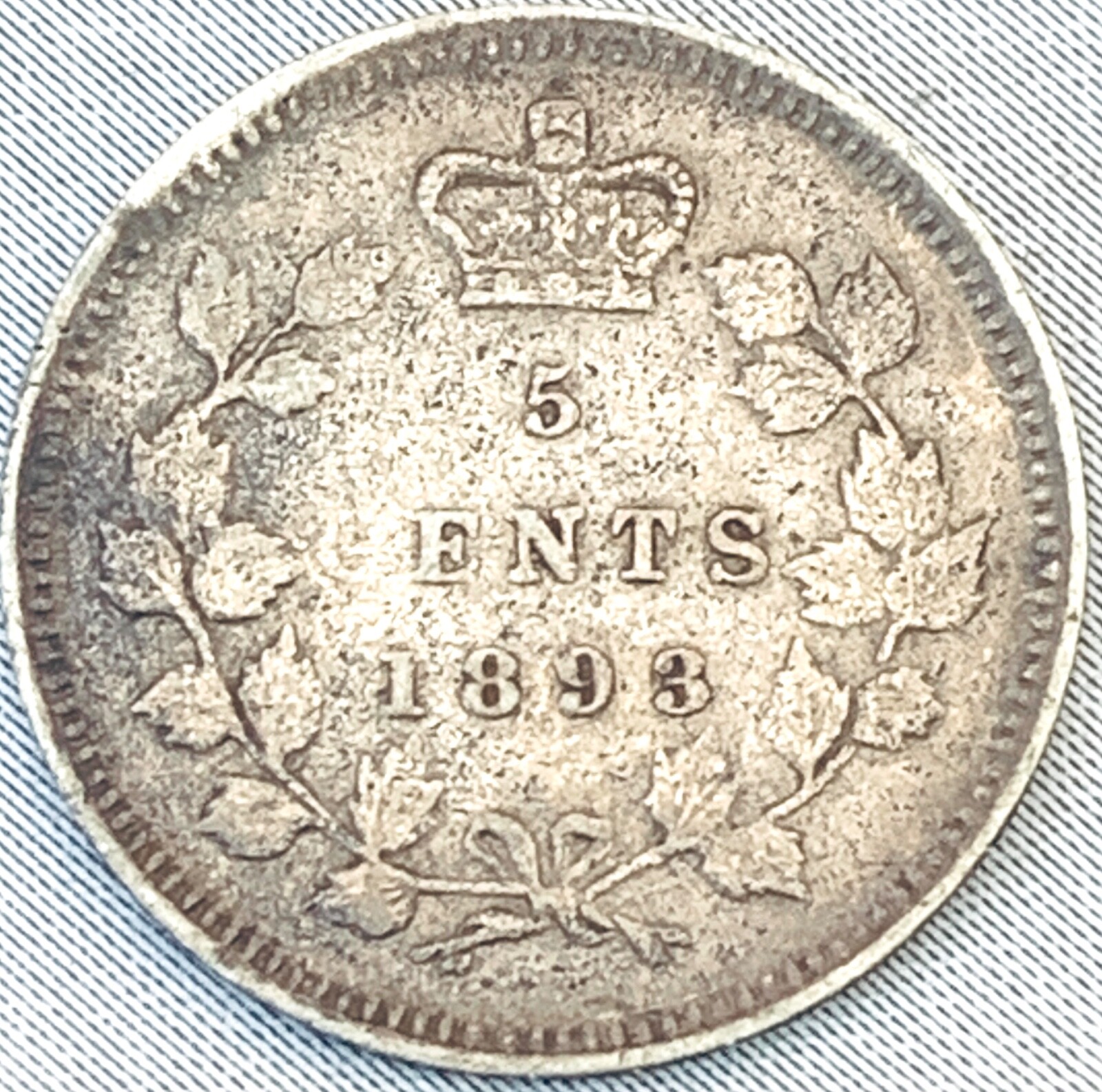1893 Canada 5 cents Silver Coin Victoria