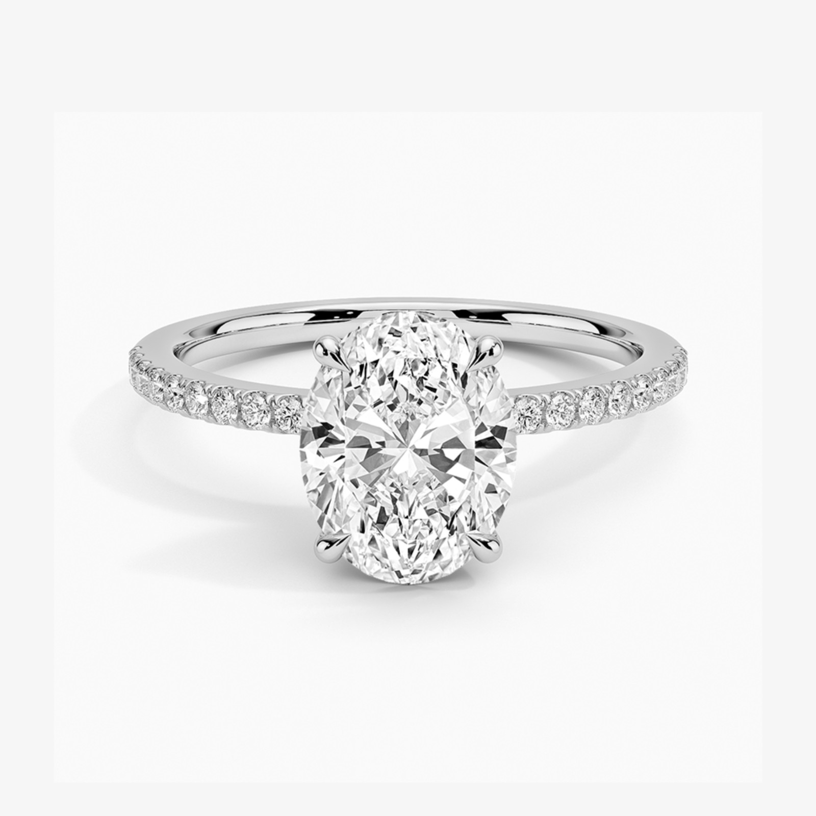 2 Ct Oval Cut Moissanite Solitaire Engagement Ring 14k White Gold