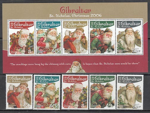 Gibraltar - Mail 2006 Yvert 1188/92+H.76 ** Mnh Christmas