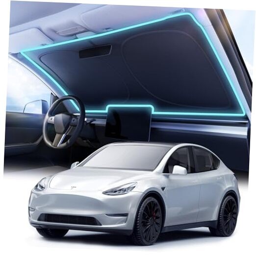 [2025 Upgraded] Nmoiss Model Y Accessories Car Windshield Sun Shade [Dot Tesla