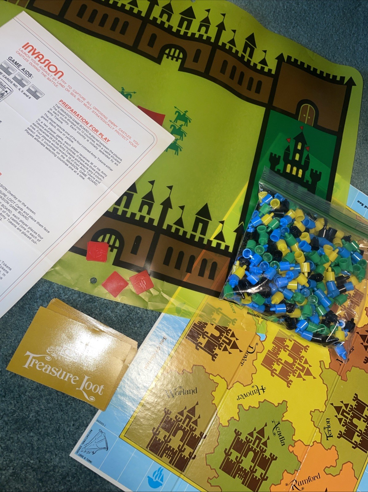 1972 Odyssey Invasion Gameboard And Overlay Tokens Instructions