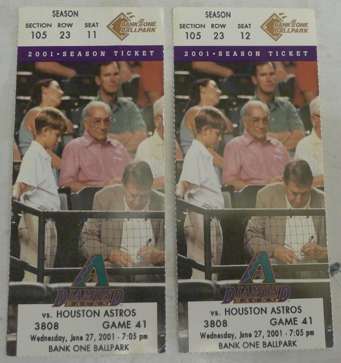 Arizona Diamondbacks vs Houston Astros Event Tickets 2001 Bank One Ballpark