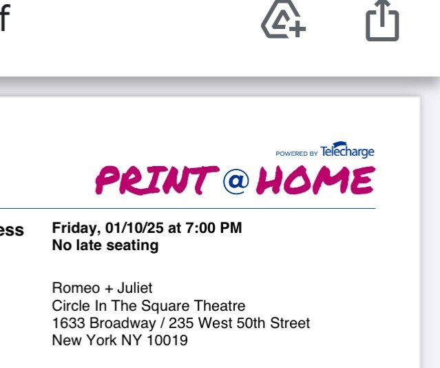 broadway tickets nyc Romeo+juliet 235 50th street ,  almost half price