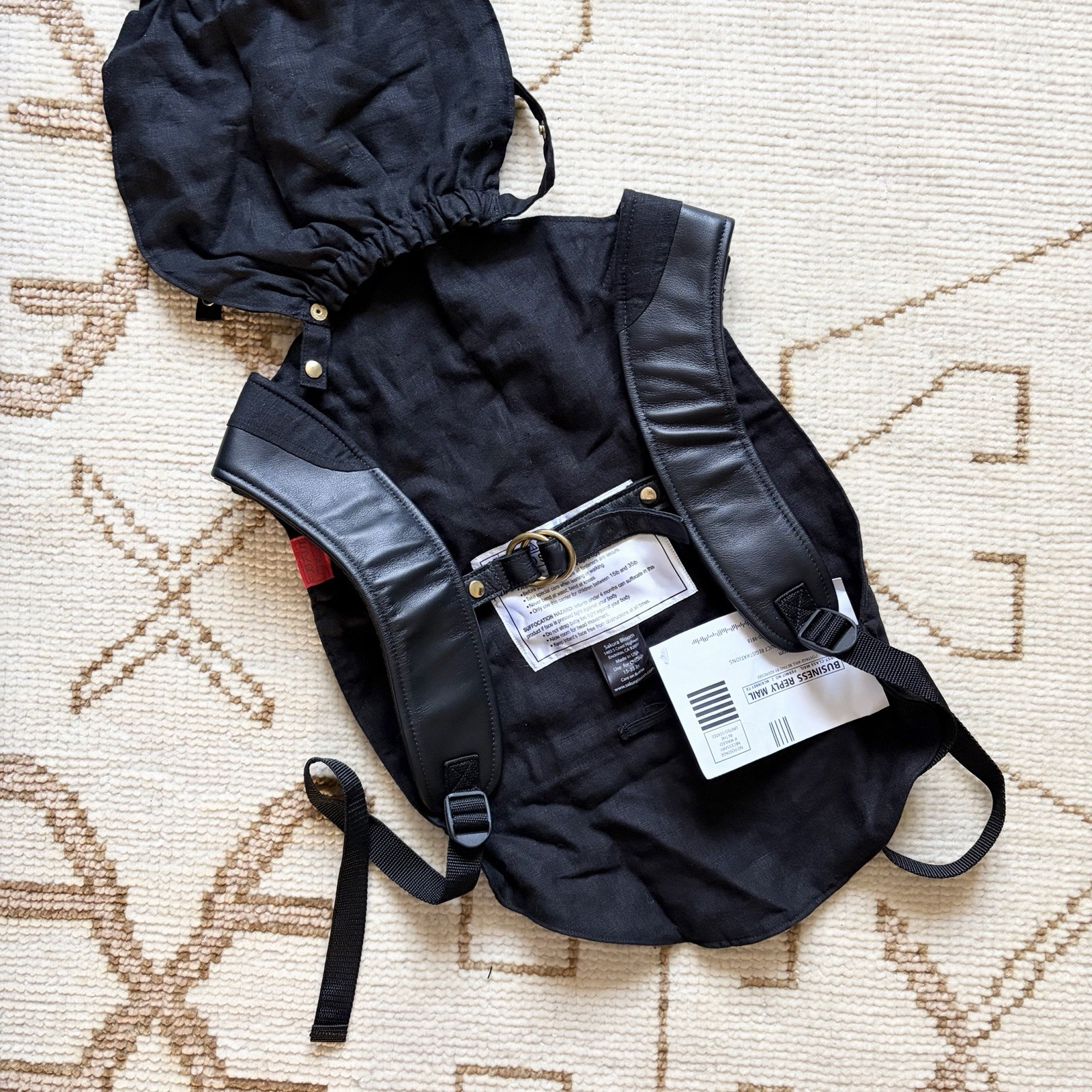 Sakura Bloom NEW Basics Onbuhimo Jet Black Linen Leather Carrier