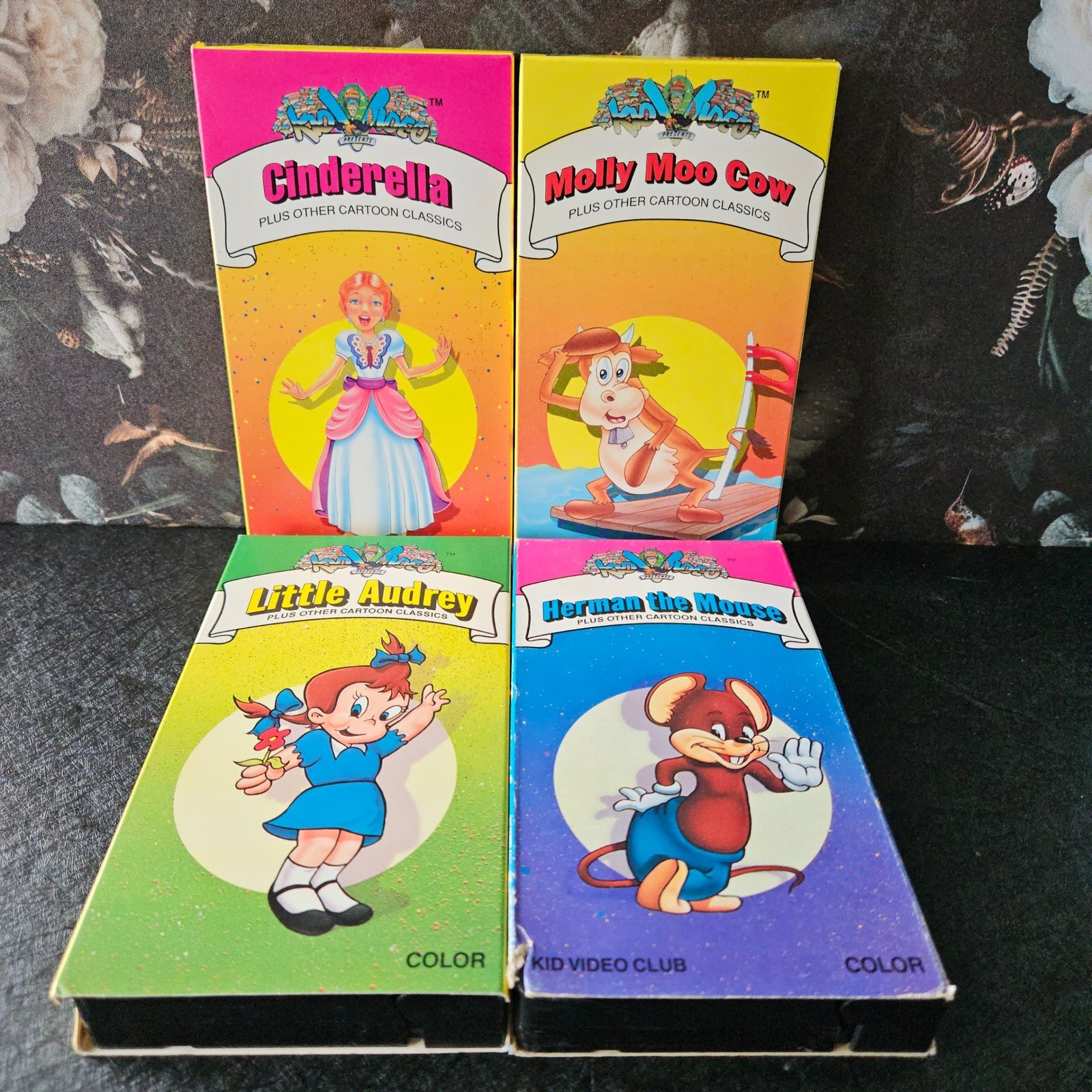 VTG Kid Video Club VHS SET OF 4 Molly Moo Cow Cinderella Herman Mouse Lil Audrey