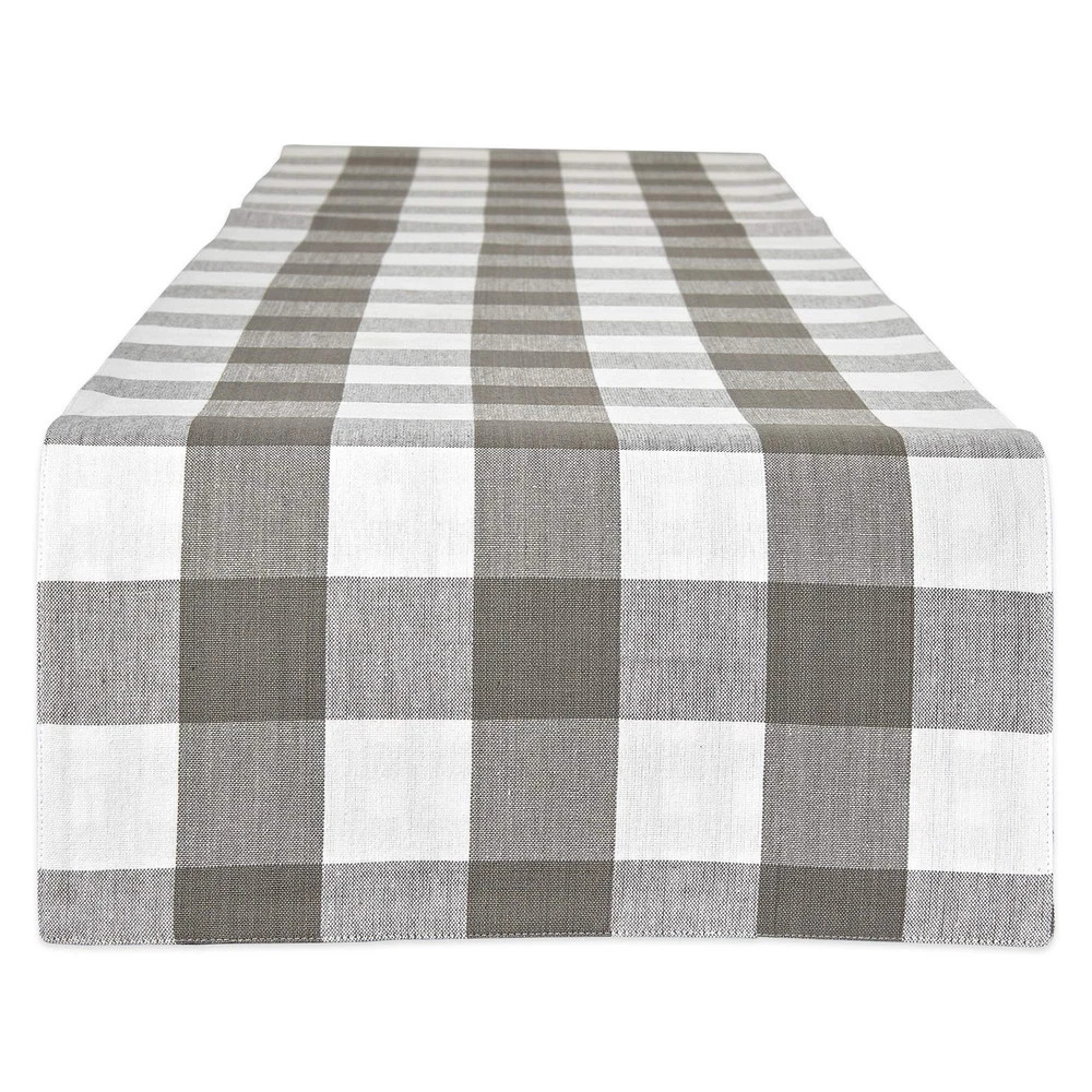 Grey Reversible Kitchen Table Runner 14x108 Cotton Machine Washable DII