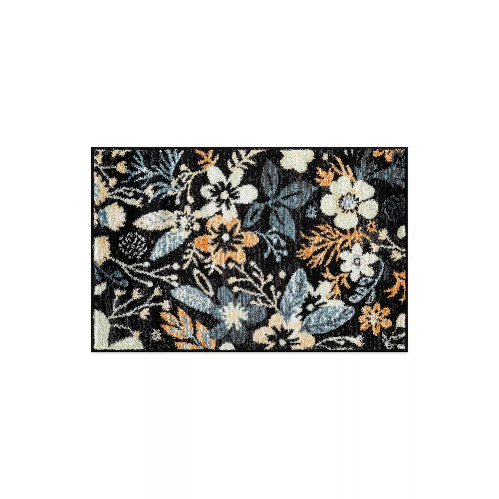 World Rug Gallery Black Multi Garden Floral Indoor Door Mat - BLACK