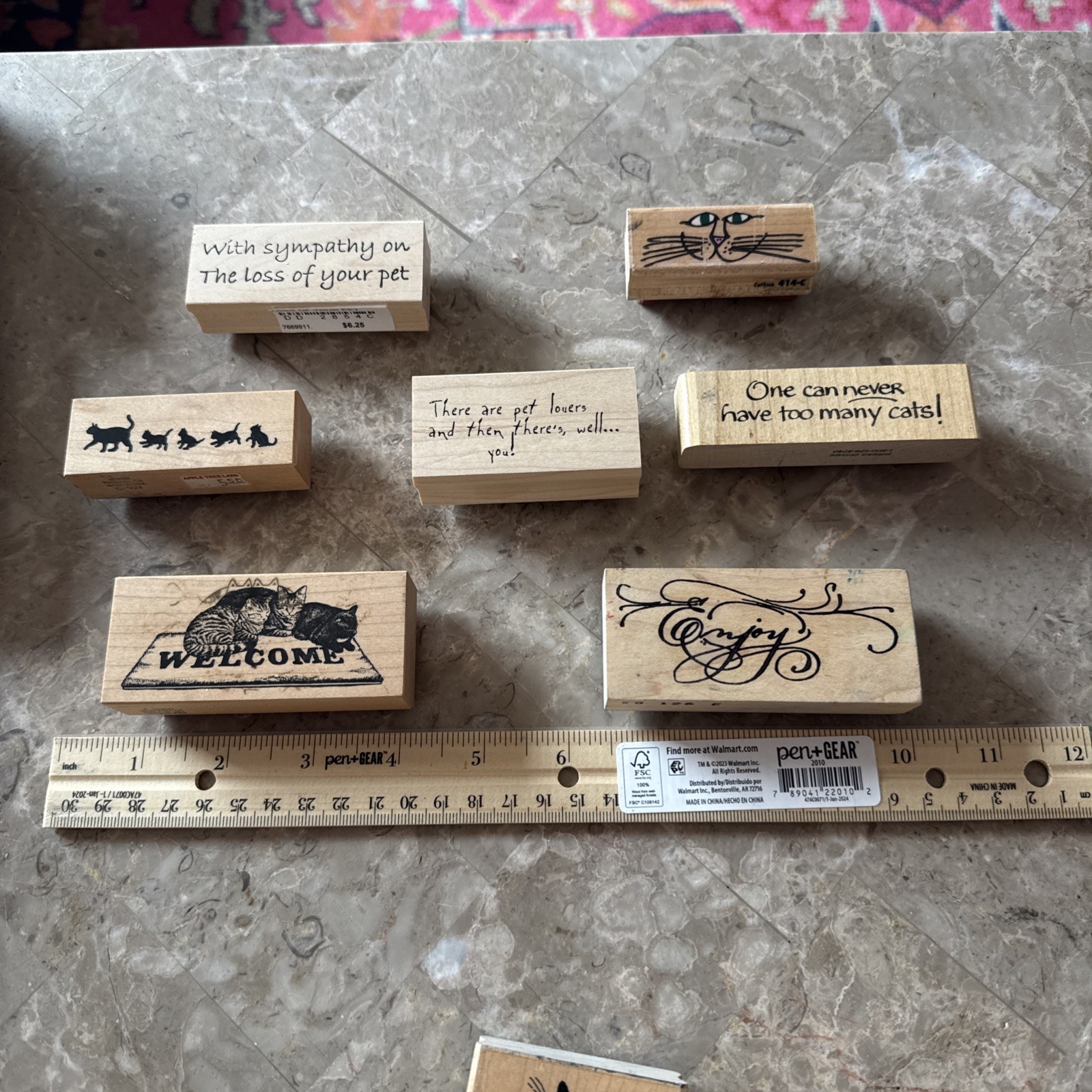 Rubber Stampede- Wood Stamp Cat Kitten Sayings Lot 7 Difficulty Wood Stamps