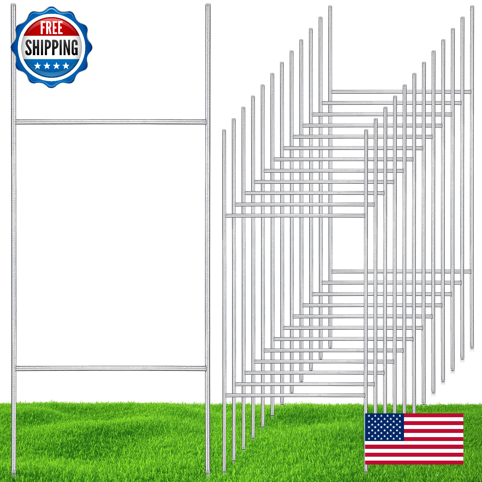 Therwen 12 Pcs H Stakes for Yard Signs 30"x10" Metal Heavy Duty H Frame Wire