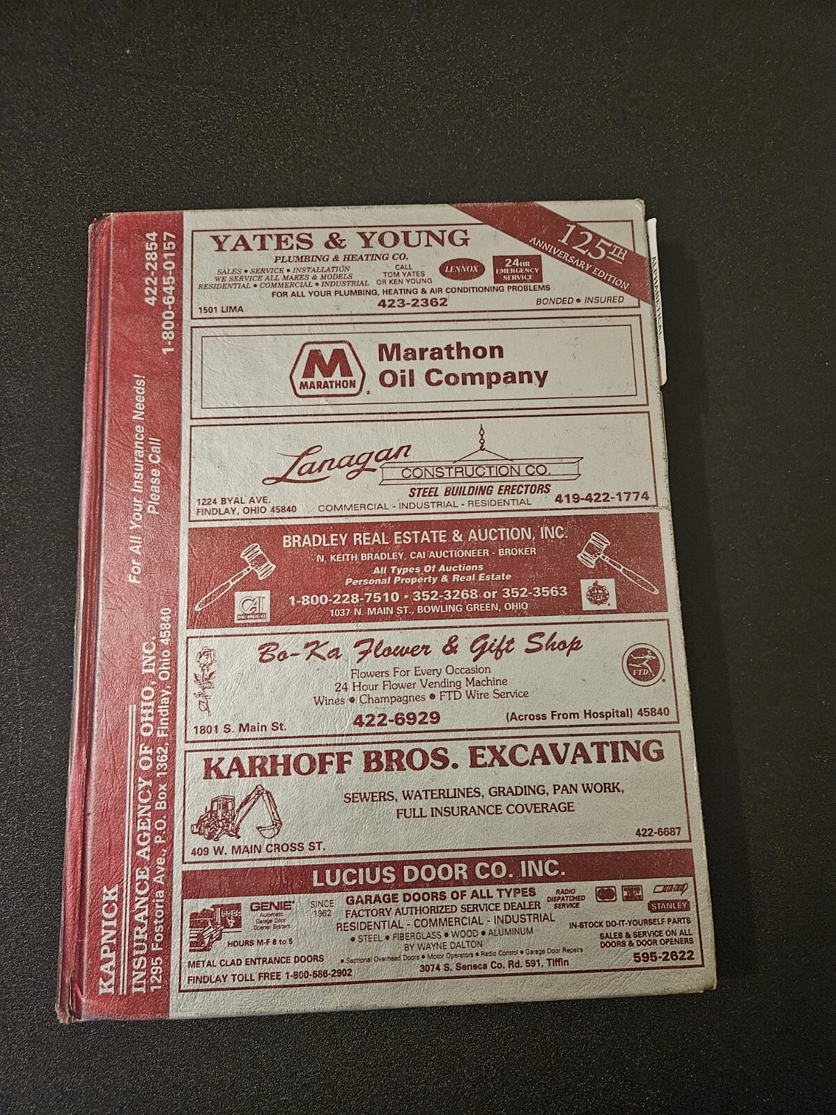 1996 Findlay Ohio 125th Anniversary Polk City Directory