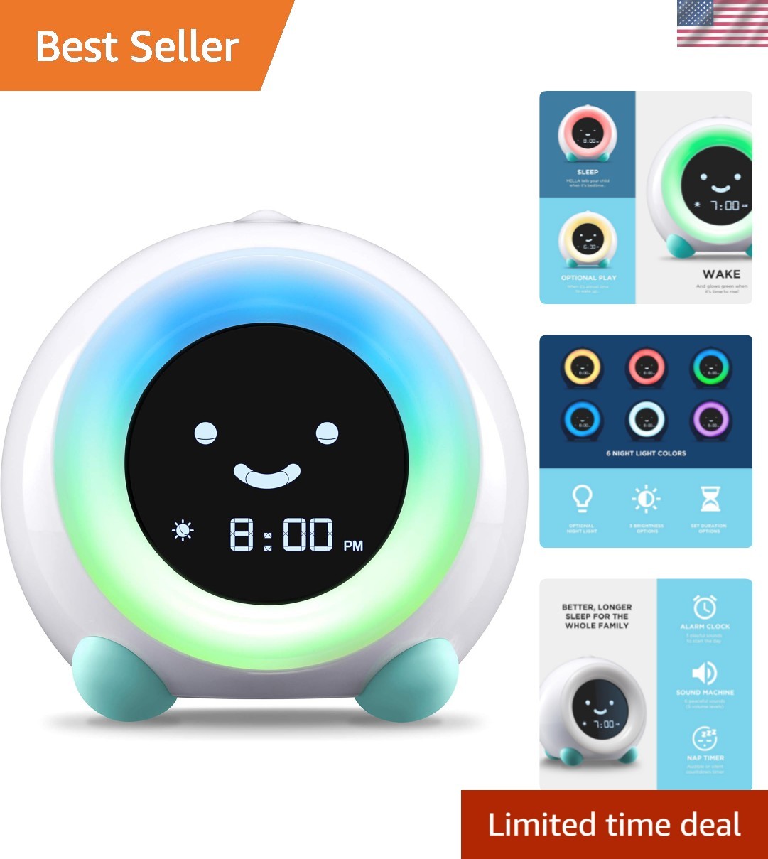 Mella: Kids Alarm Clock, Ready to Rise Children's Sleep Trainer, Night Light,...
