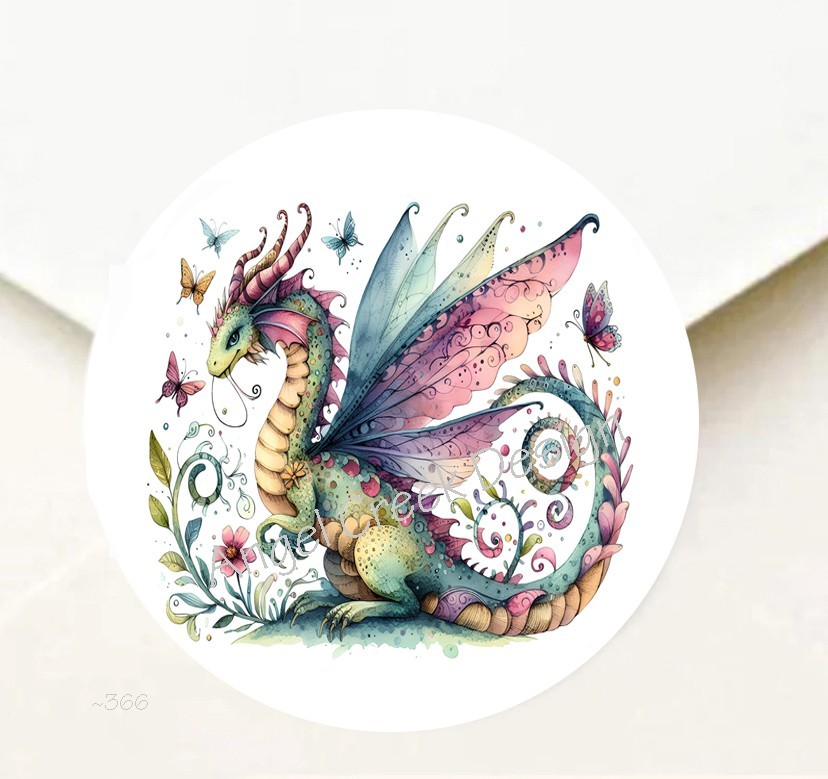 FANTASY MYTHICAL DRAGON PARTY FAVORS SCRAPBOOK STICKERS ENVELOPE SEALS LABELS