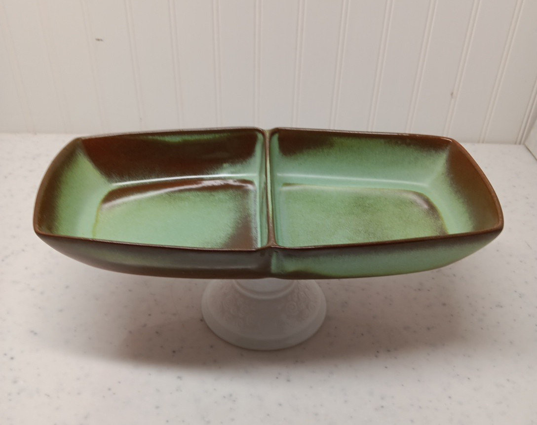 Vintage Frankoma Prairie Green  5QD Divided Serving Tray 13" no chips
